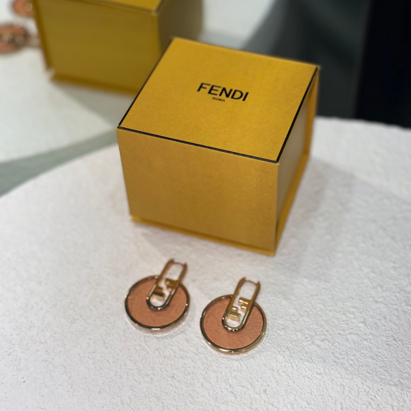FENDI Gold Enamel Earrings