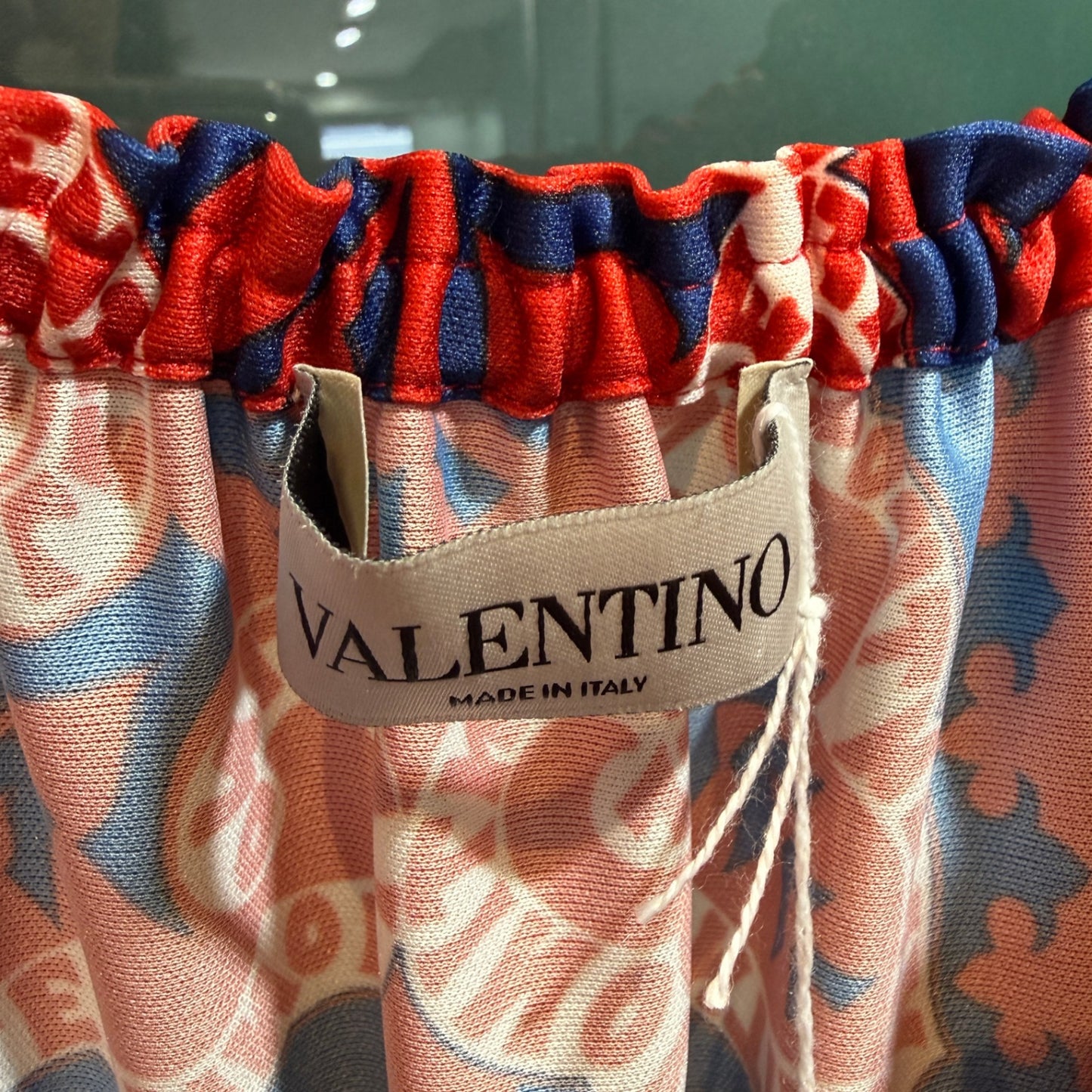 VALENTINO Red and Blue Midi Dress Size L