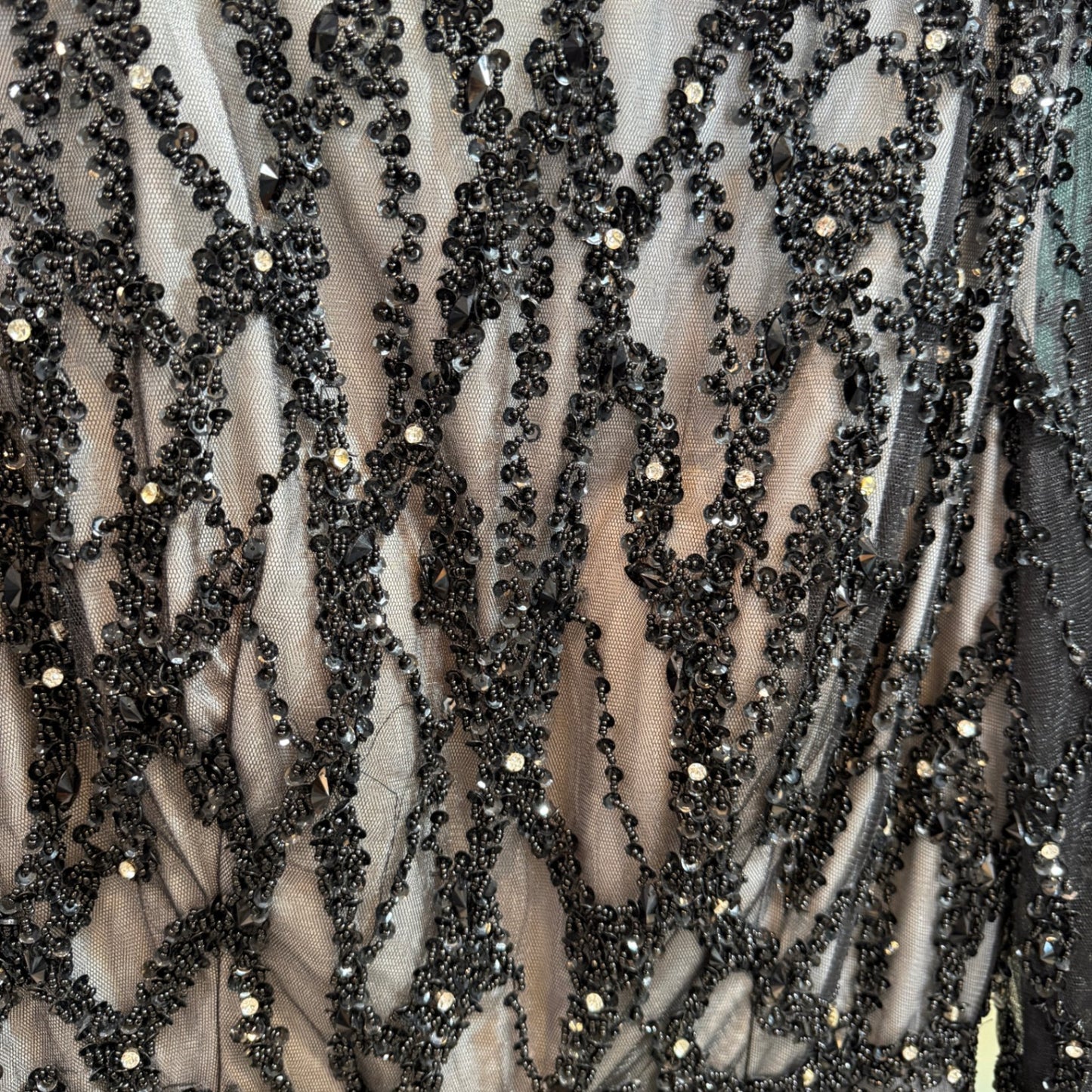 LENA KASPARIAN Black Sequin Gown Sz 14