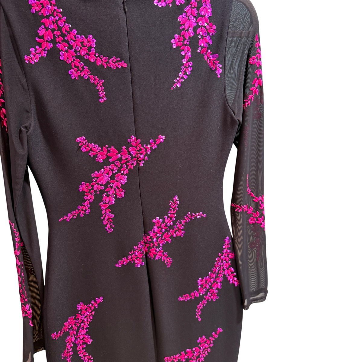 CINQ A SEPT Black Pink Sequin Dress Sz 10