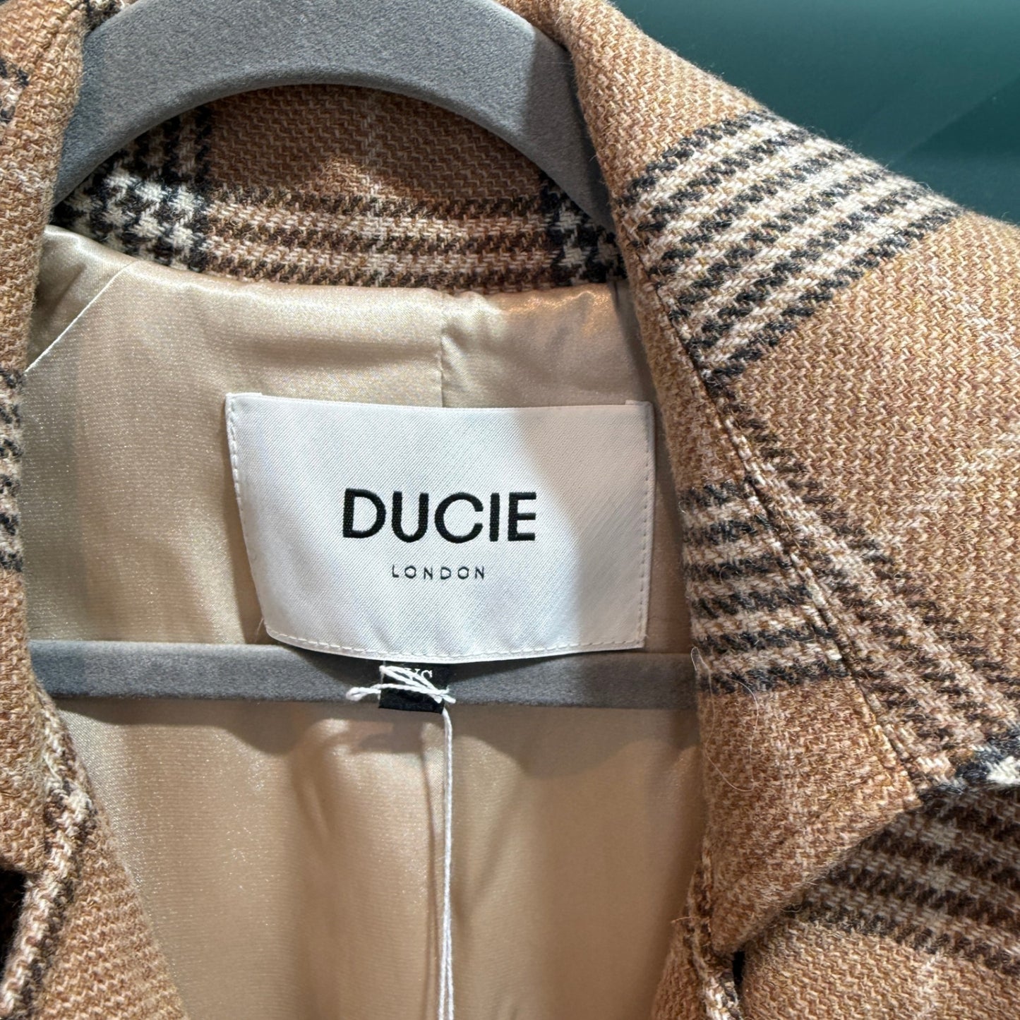 DUCIE Plaid Long Coat Size XS