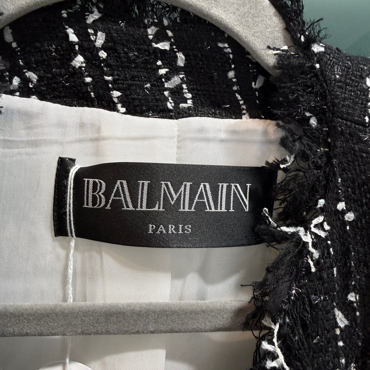 BALMAIN Black & White Military Blazer Size 38