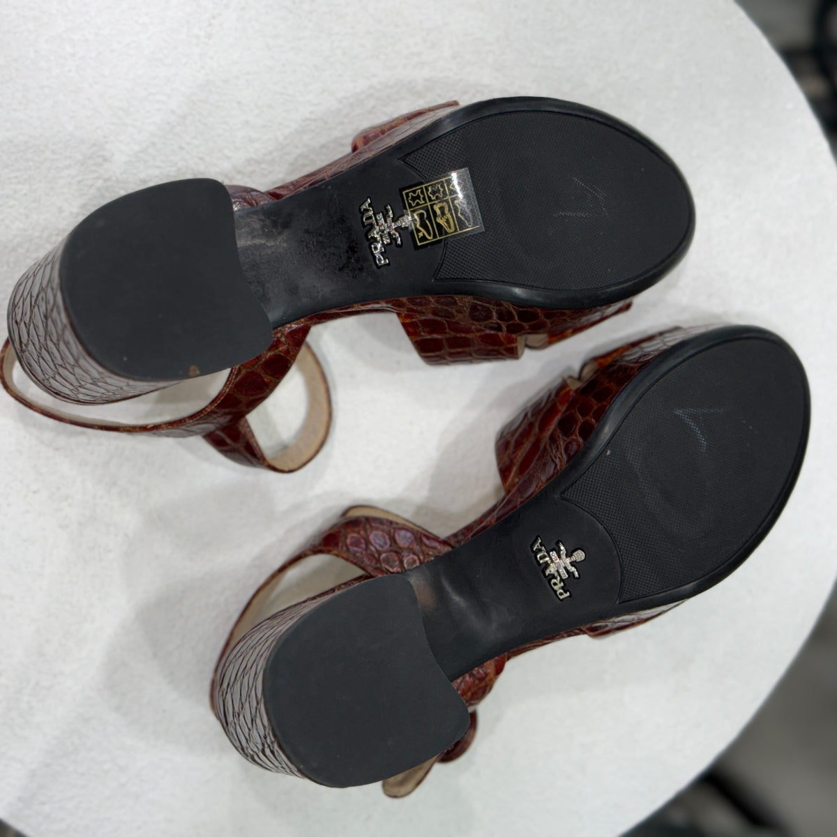PRADA Brown Croc Heels Sz 37