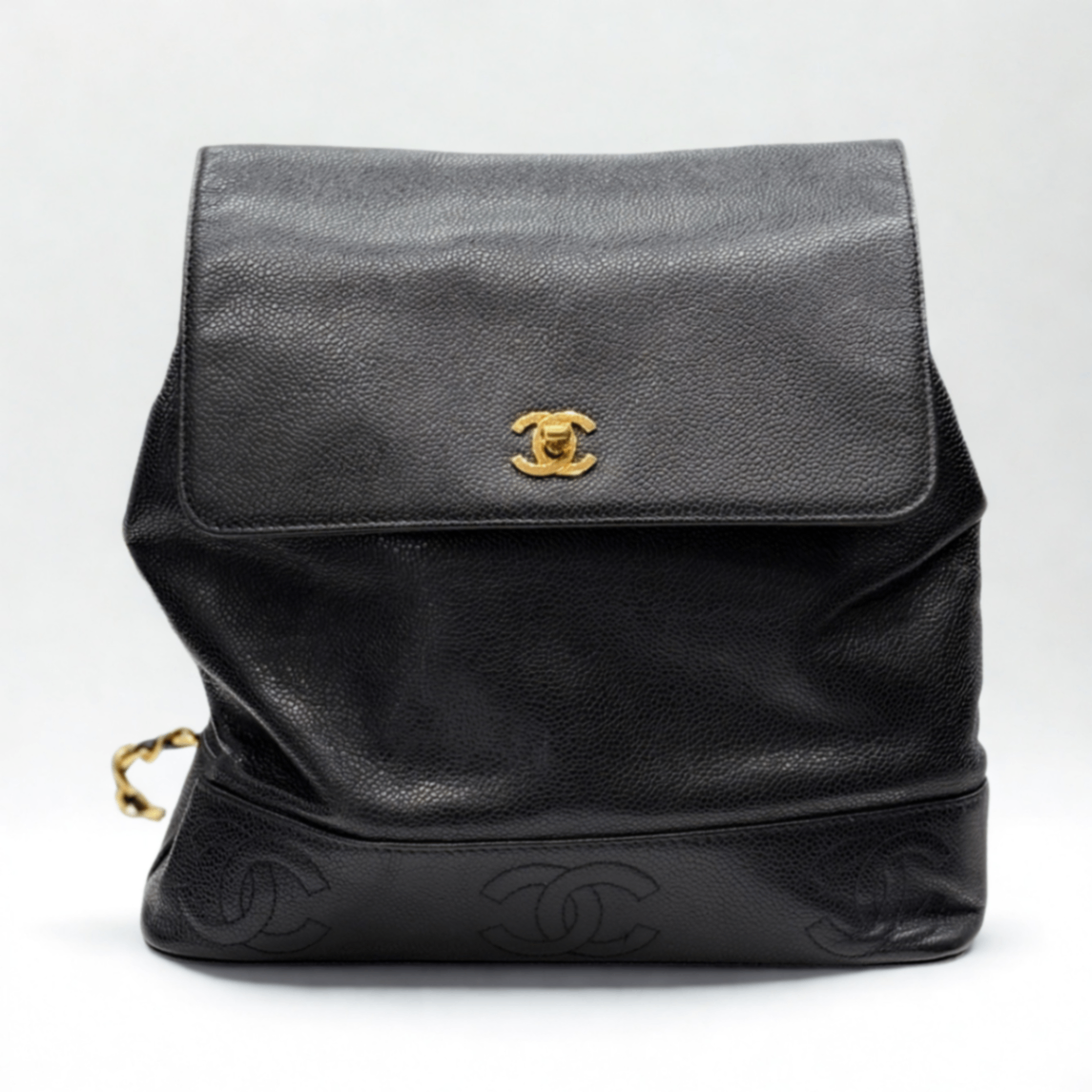 CHANEL Vintage Caviar Triple C Black Backpack
