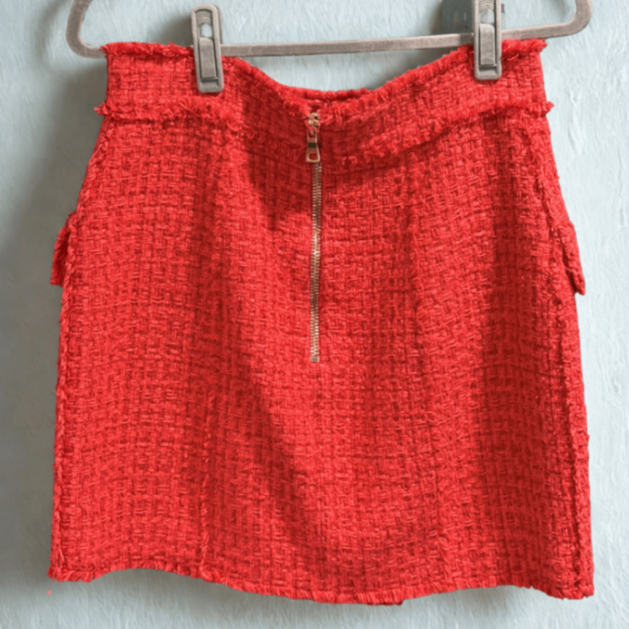 BALMAIN Red Mini Skirt Sz 42