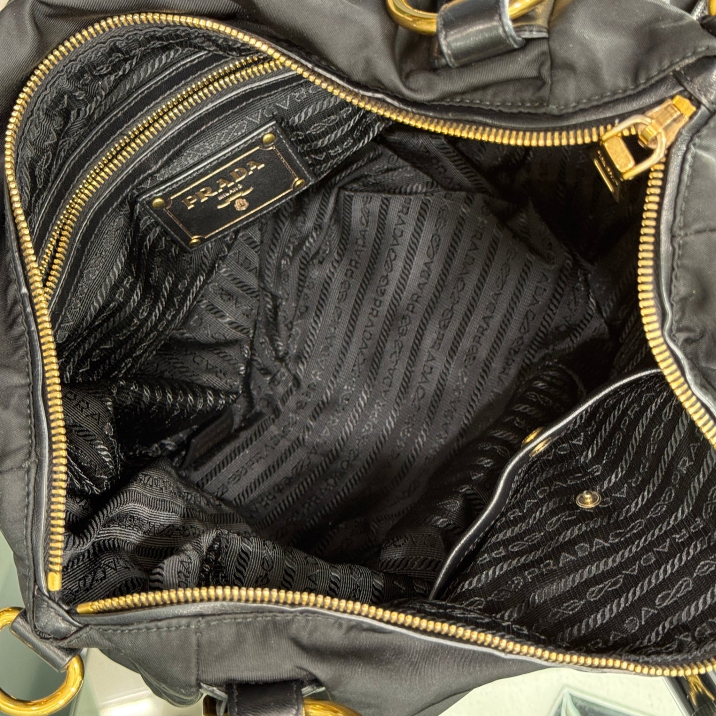 PRADA Tessuto Nylon Vitello Daino Shopping Bag