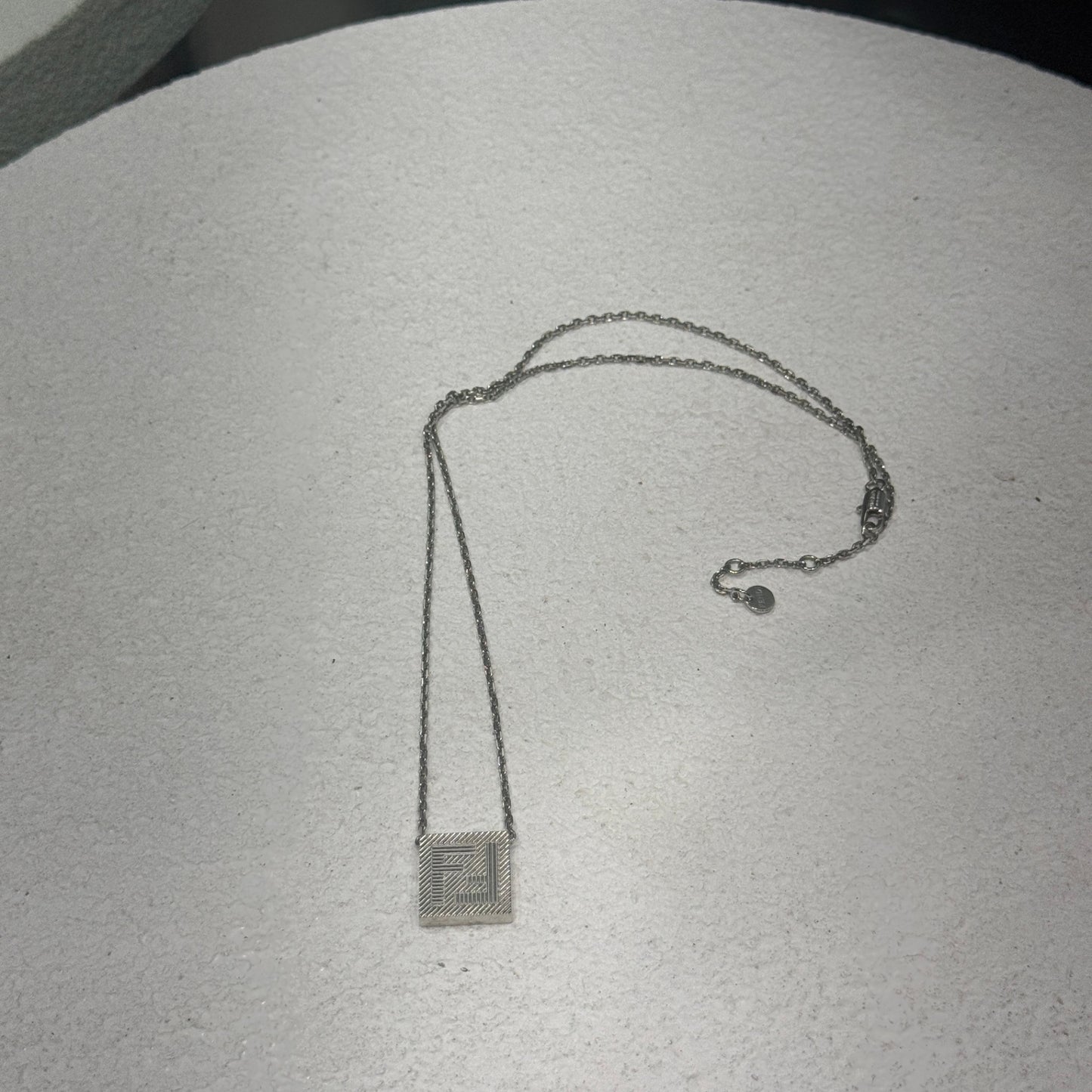FENDI Silver Square FF Necklace