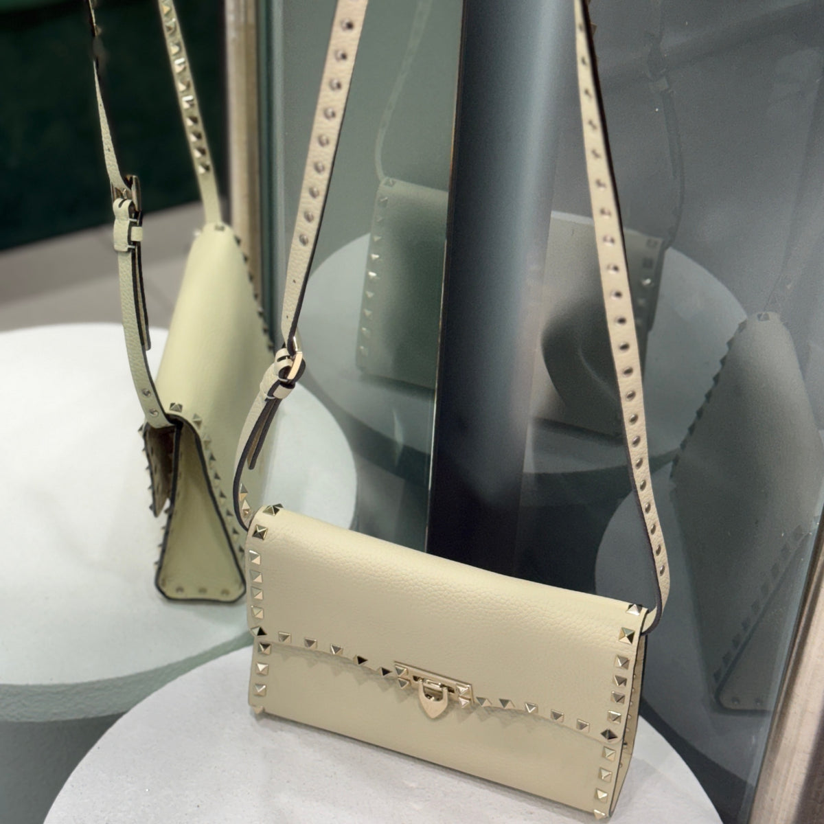 VALENTINO Small Rockstud Crossbody Ivory