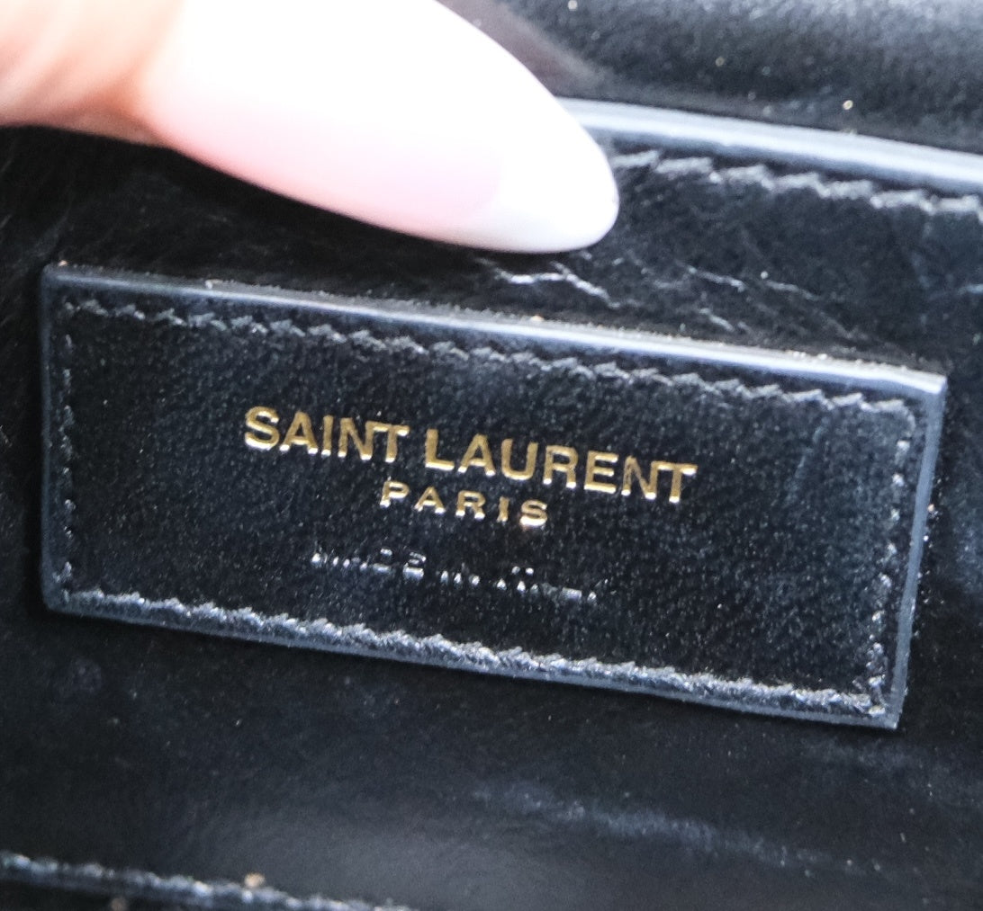 SAINT LAURENT Metallic Gold Glitter Crossbody