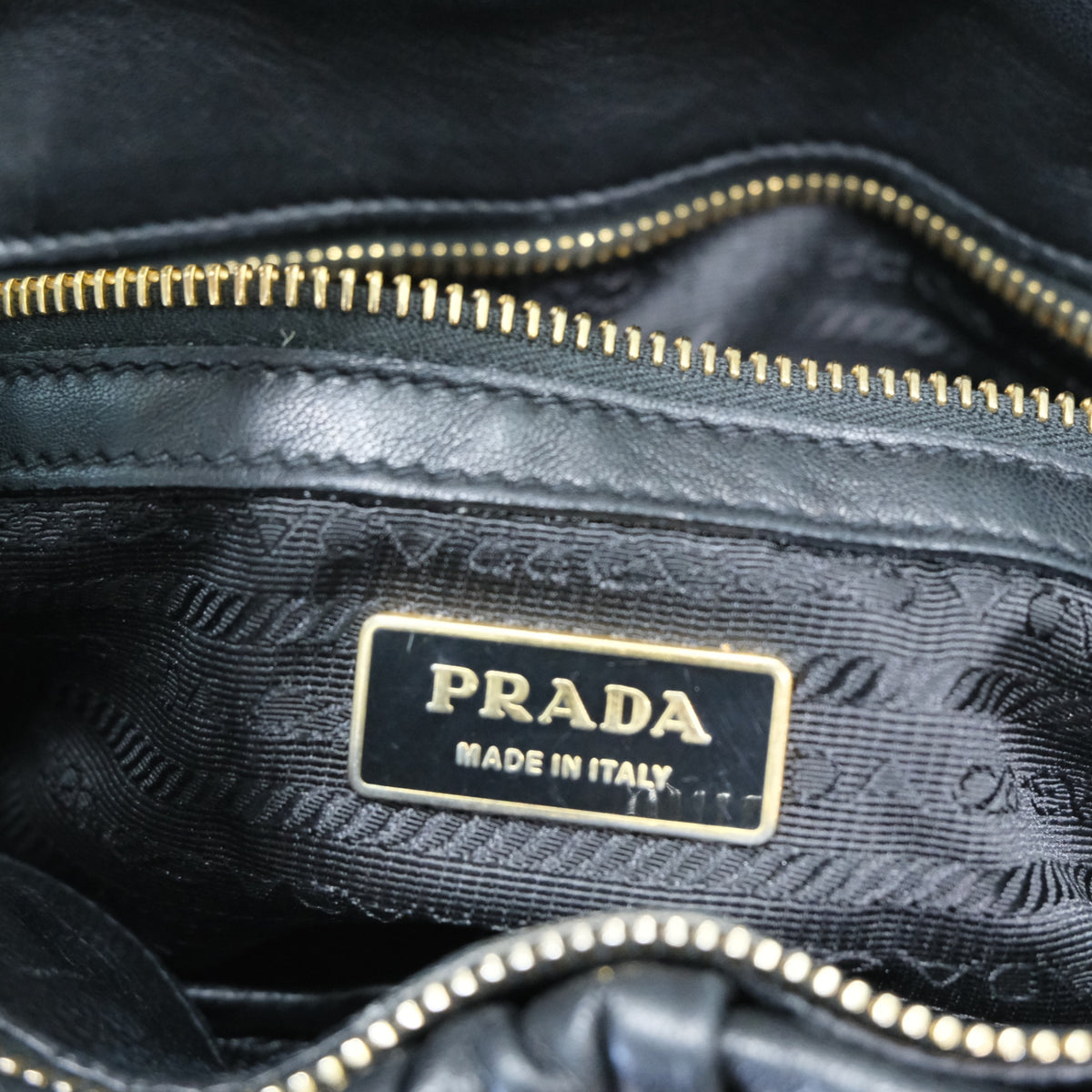 PRADA Black Nappa Guafre Leather Tote