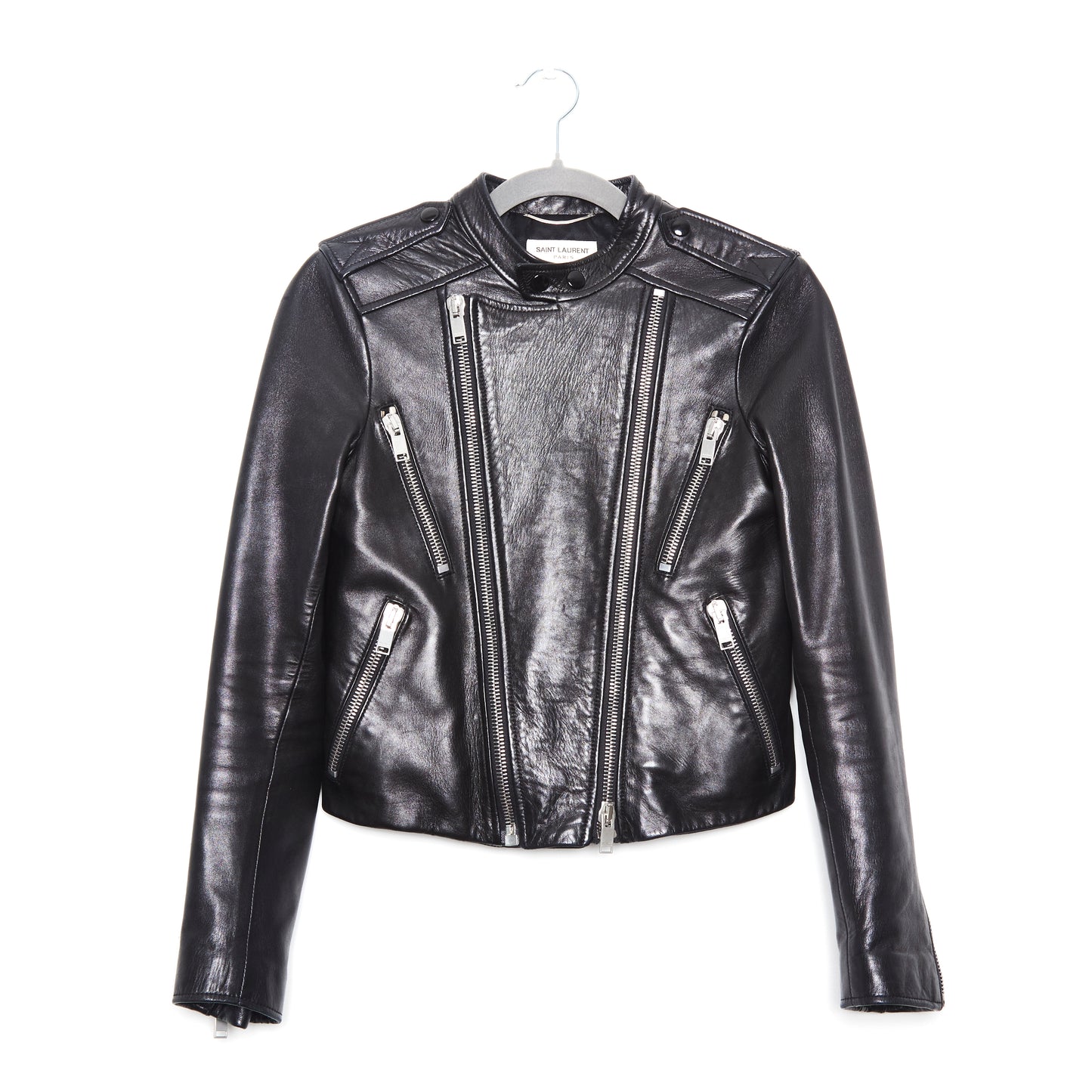 SAINT LAURENT Leather Black Biker Jacket
