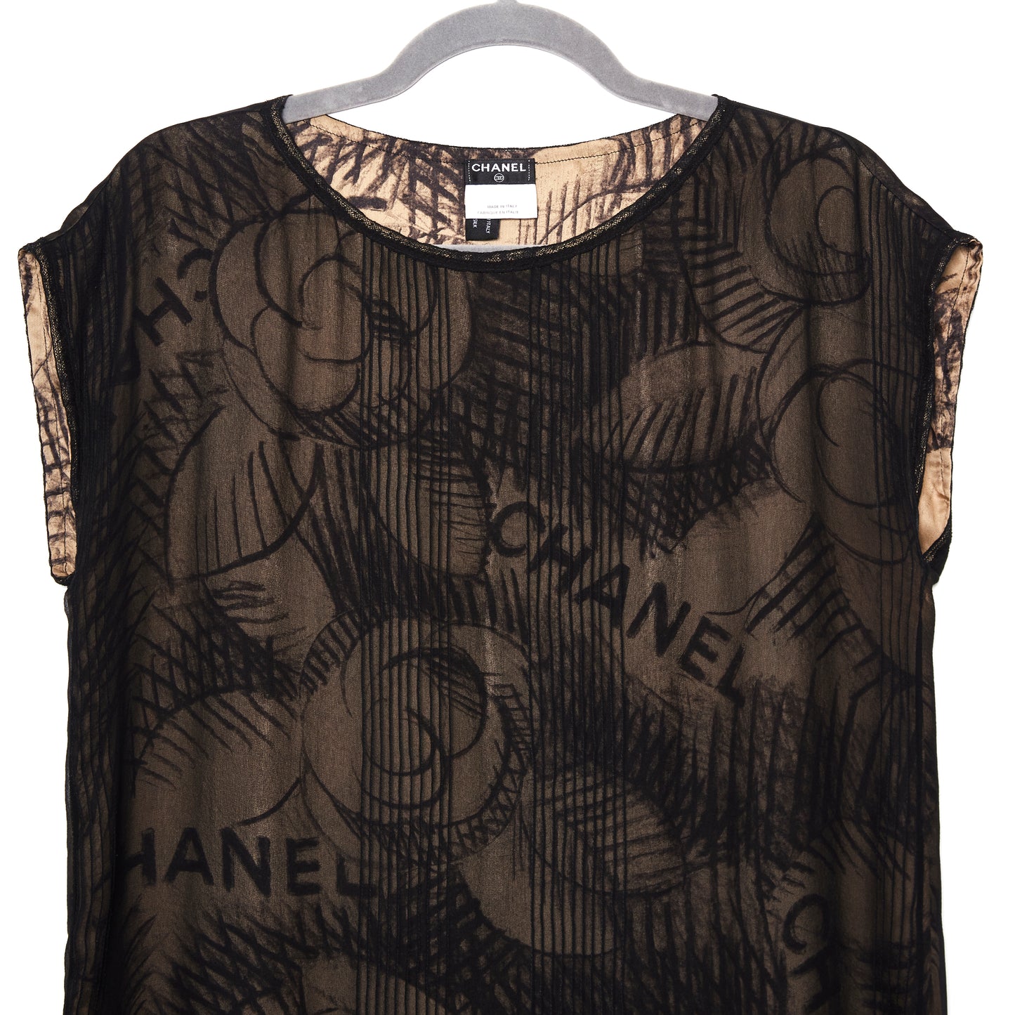 CHANEL Ivory and Black Silk Blouse 40