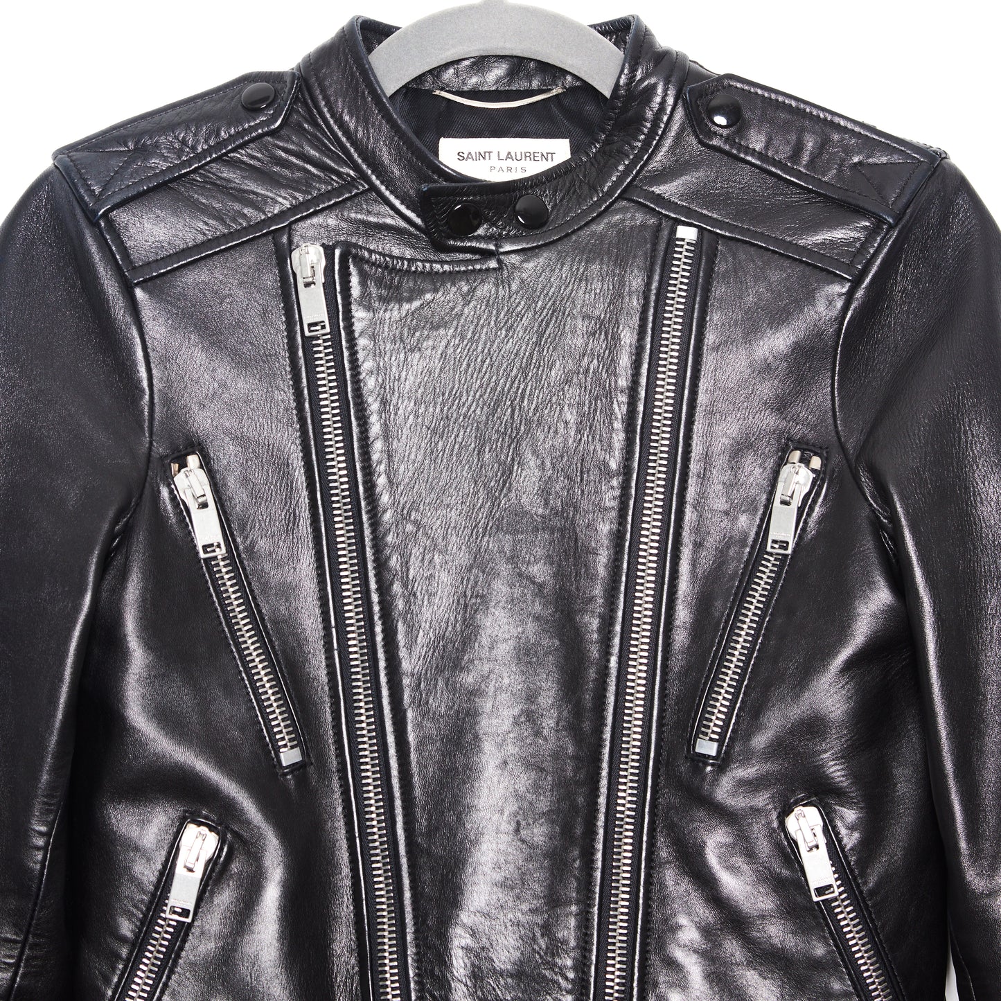 SAINT LAURENT Leather Black Biker Jacket