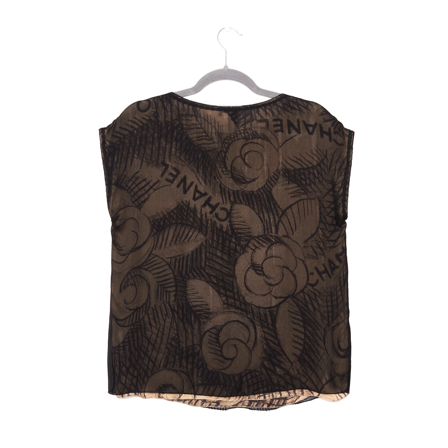 CHANEL Ivory and Black Silk Blouse 40