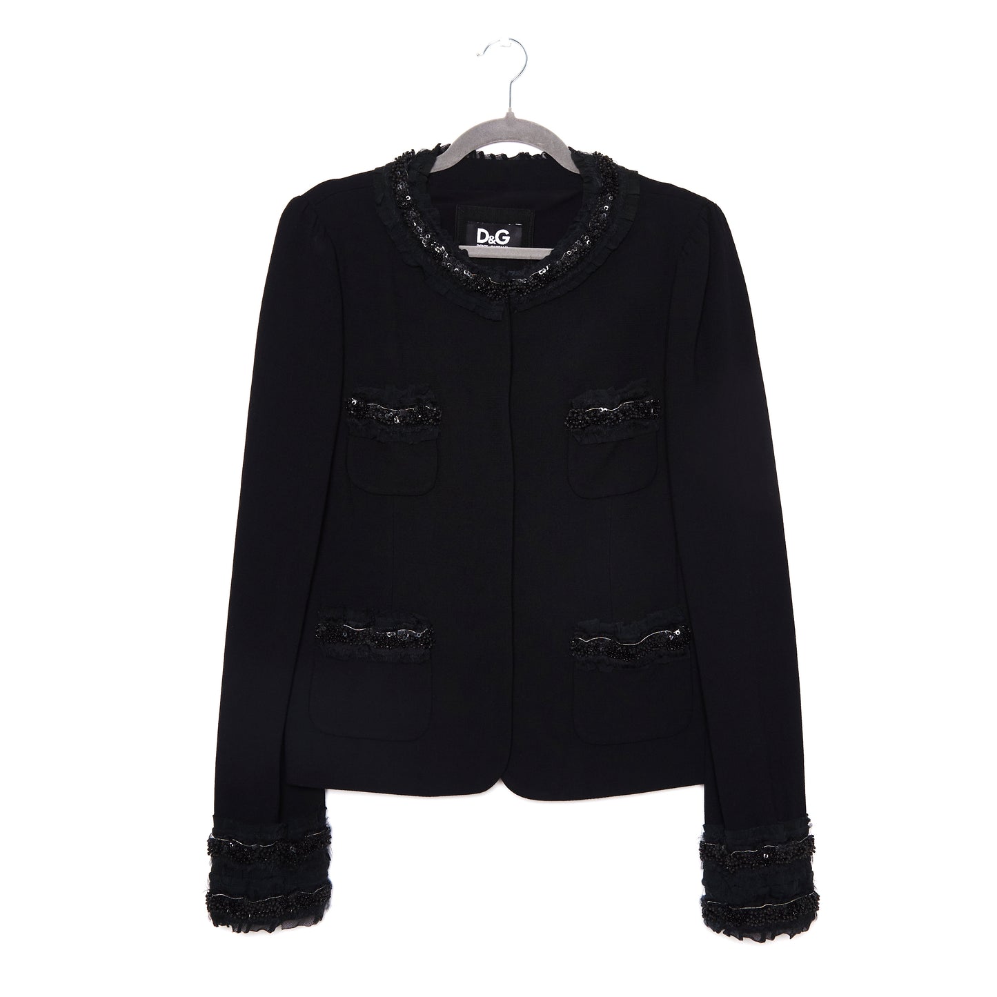 DOLCE AND GABBANA Embellished Bouclé-Style Jacket
