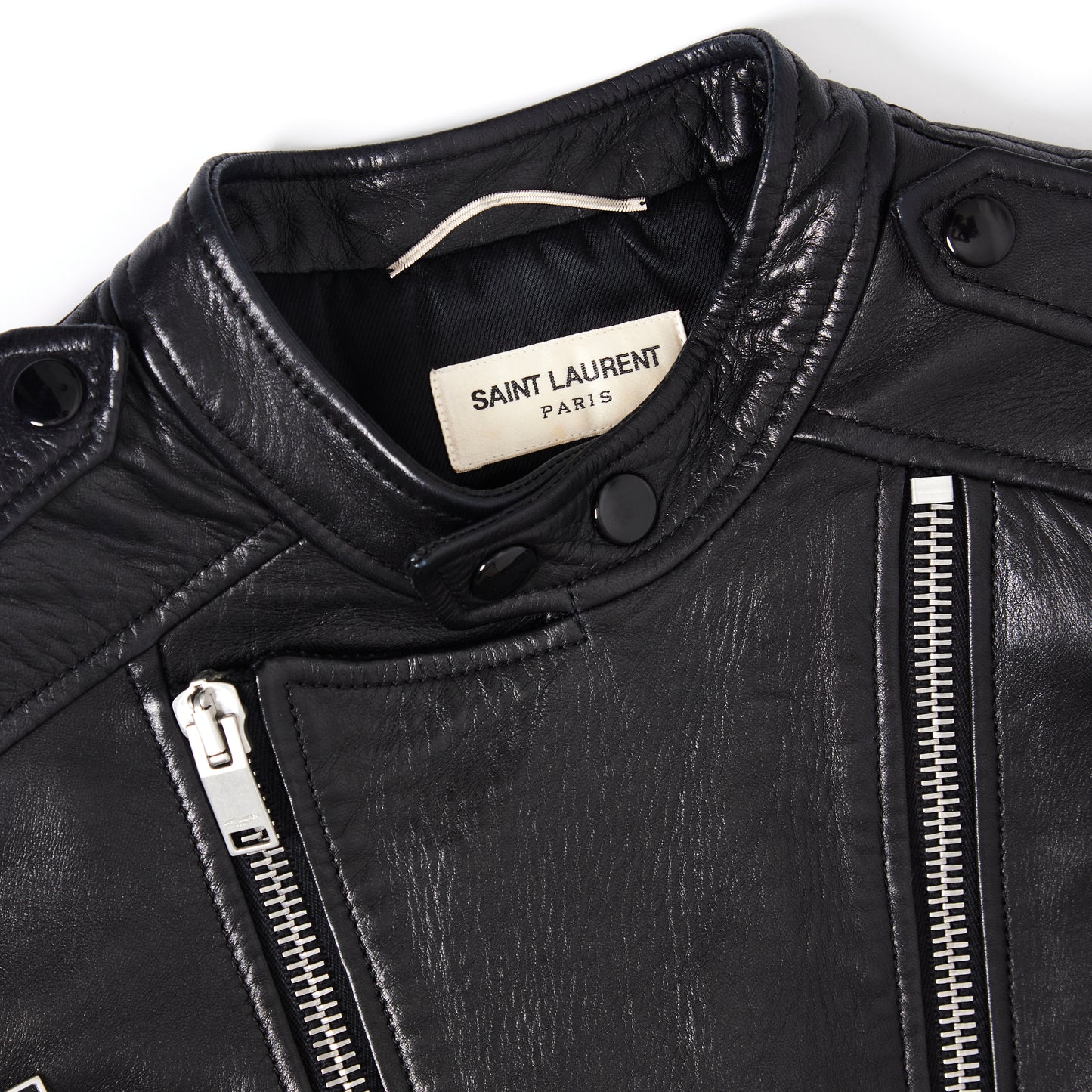 SAINT LAURENT Leather Black Biker Jacket