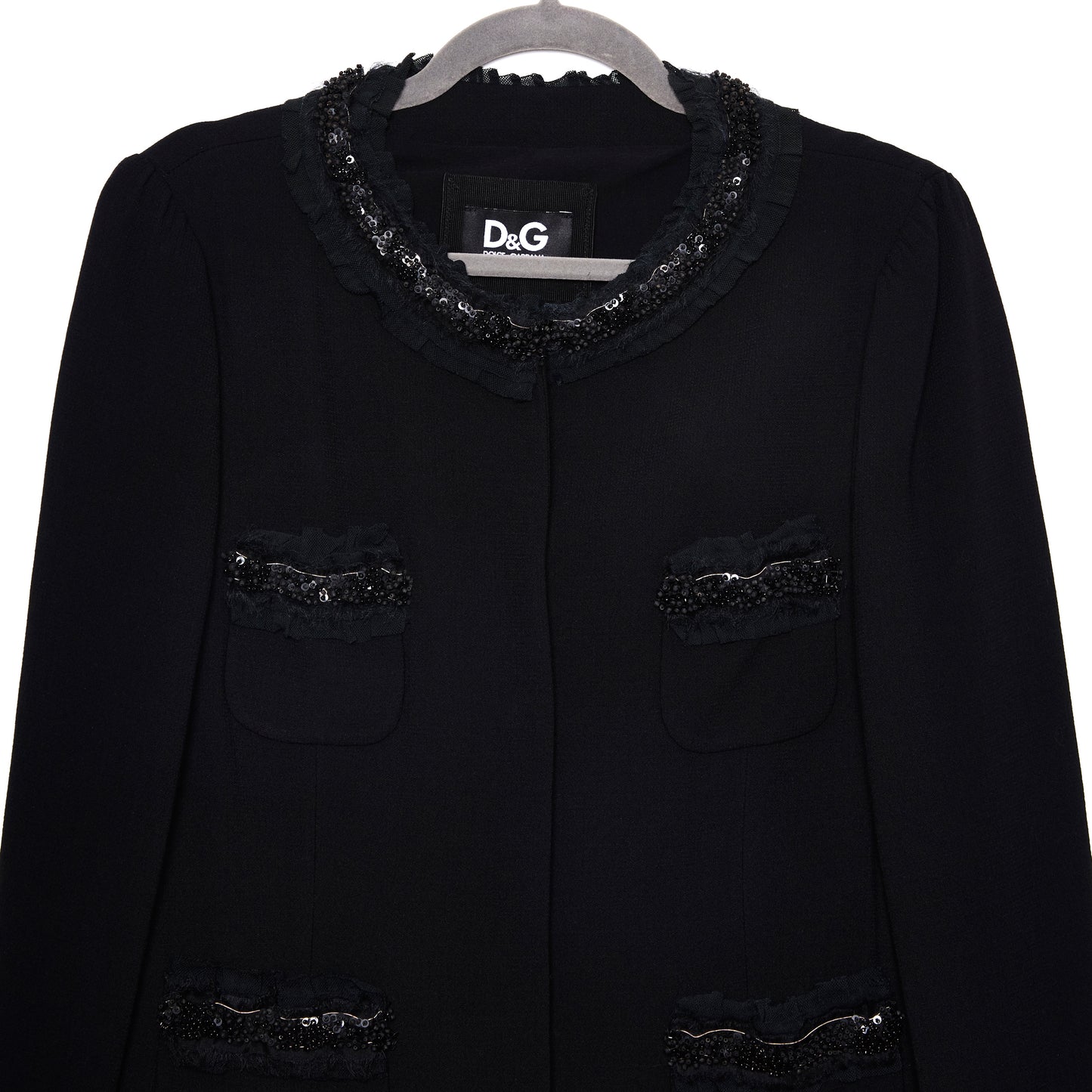 DOLCE AND GABBANA Embellished Bouclé-Style Jacket