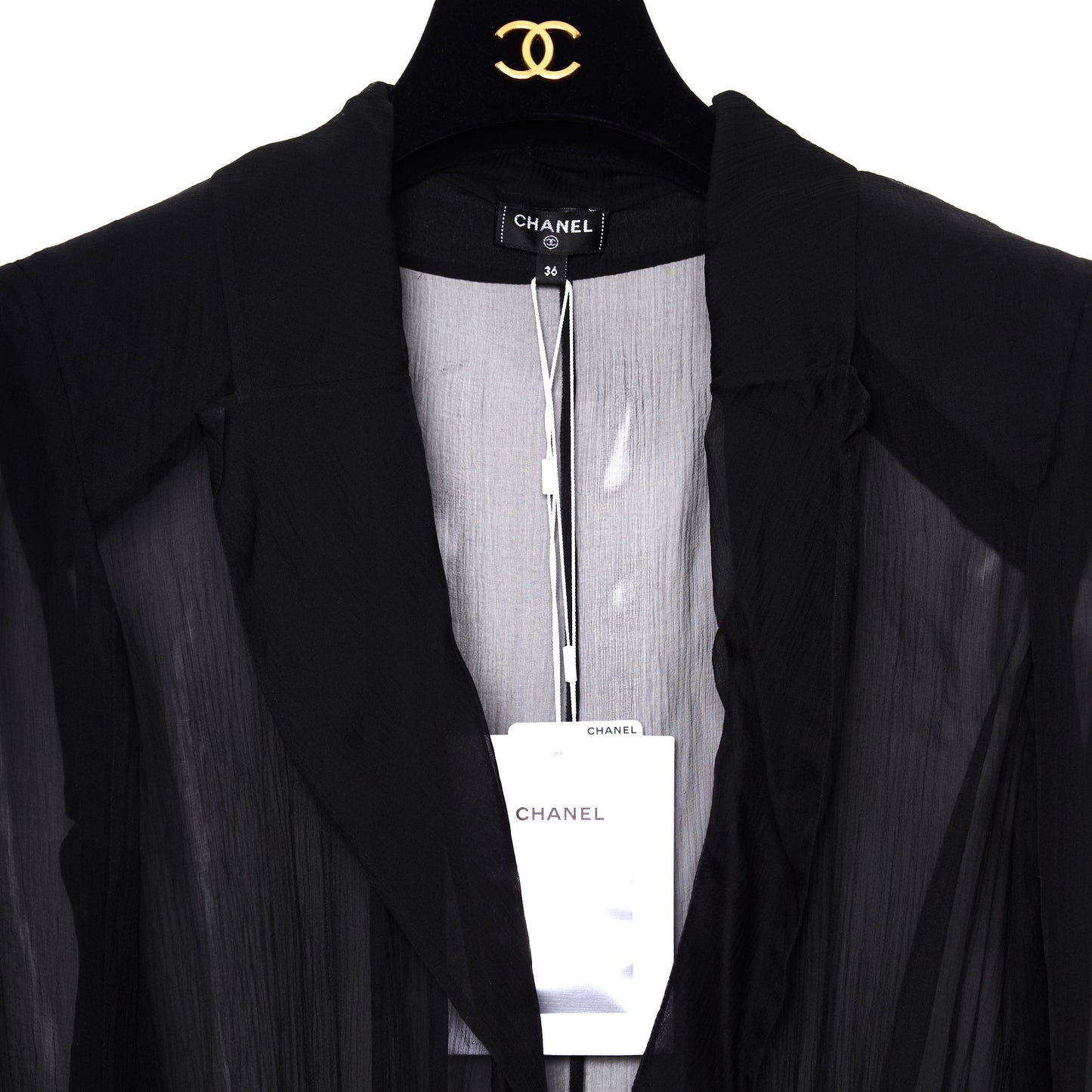 CHANEL Sheer Black Blouse 