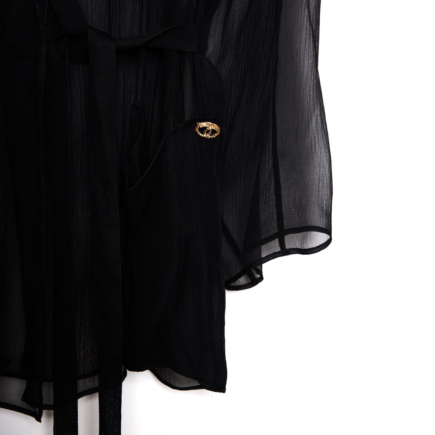 CHANEL Sheer Black Blouse 
