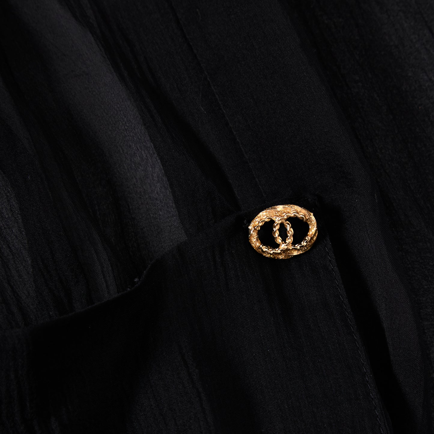 CHANEL Sheer Black Blouse 