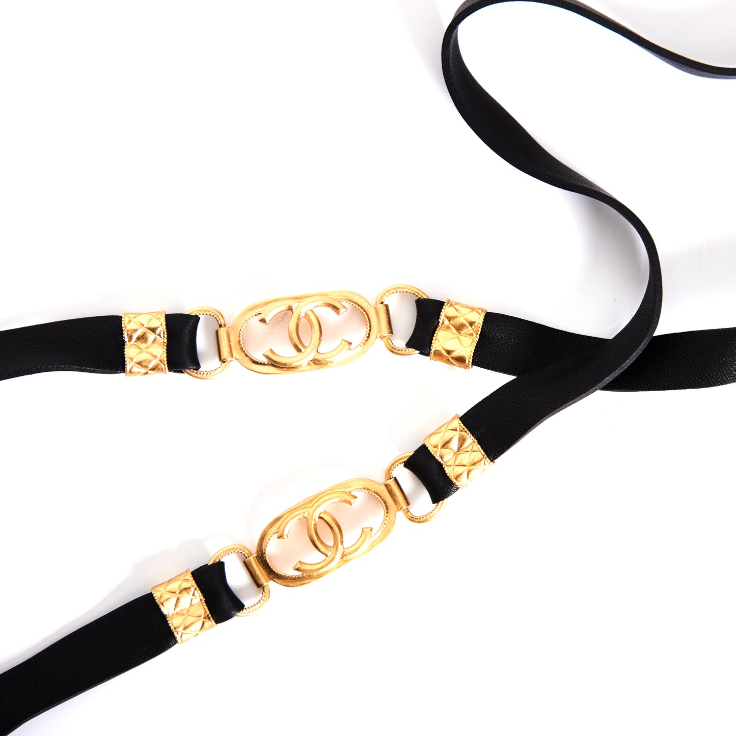 CHANEL Black and Gold 'CC' Double Belt