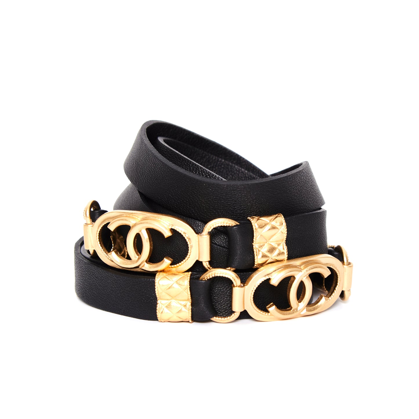 CHANEL Black and Gold 'CC' Double Belt
