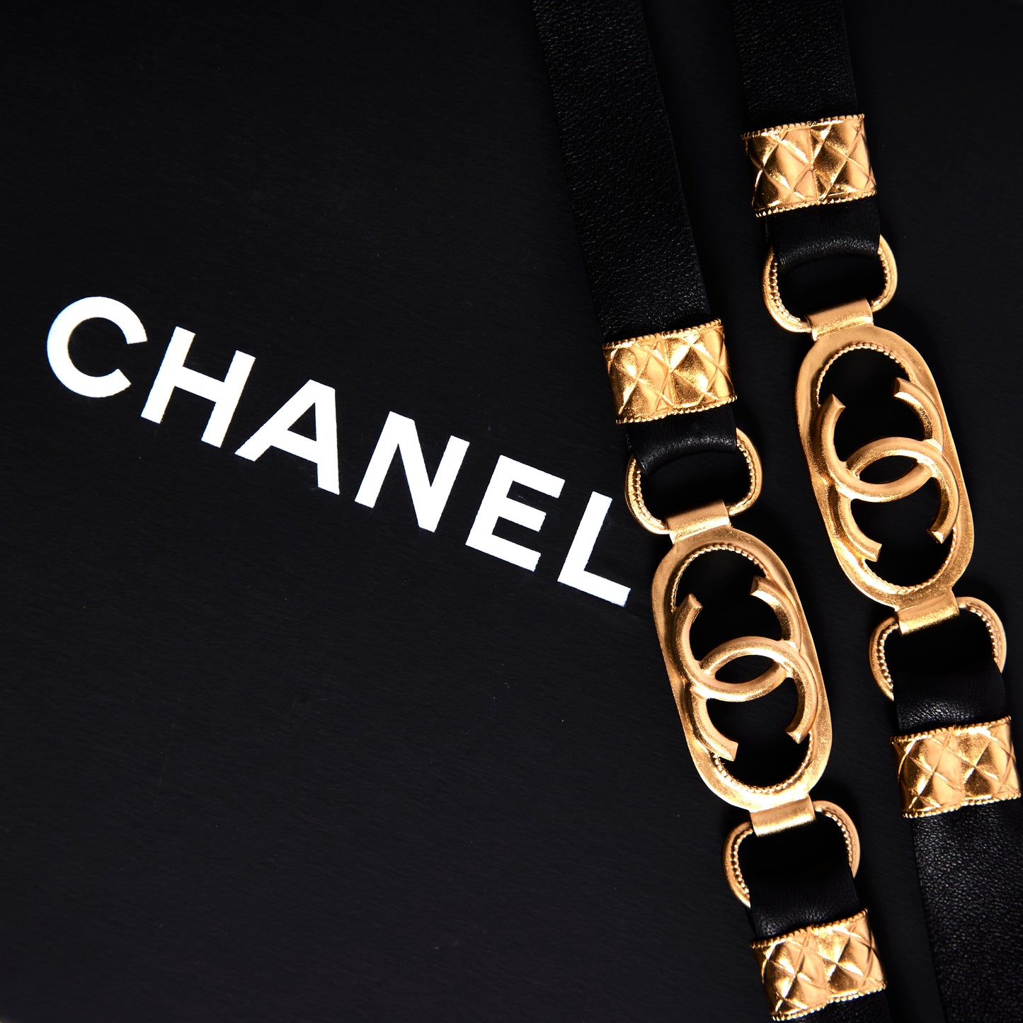 CHANEL Black and Gold 'CC' Double Belt