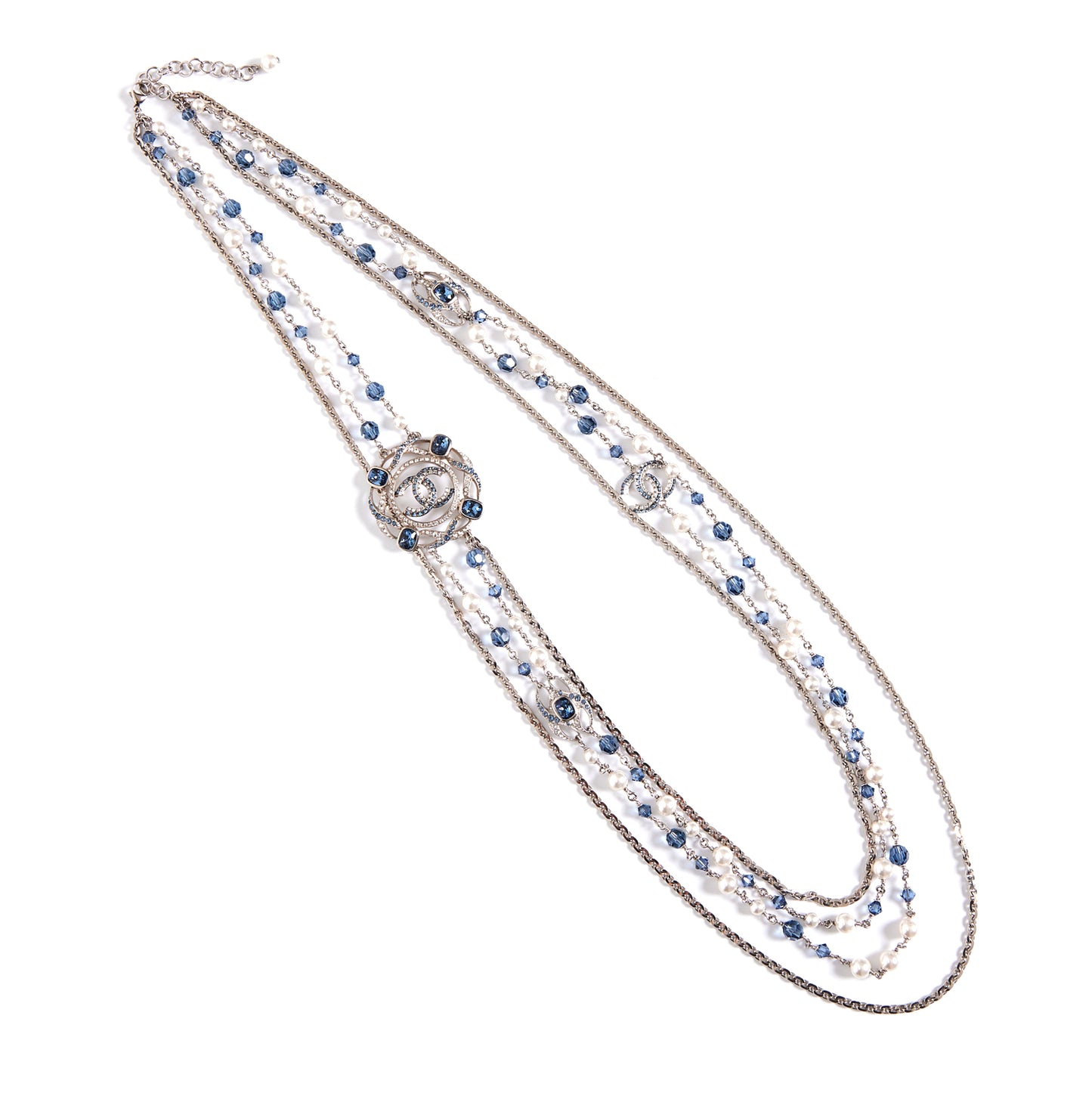 CHANEL Large Blue/White Crystal Necklace