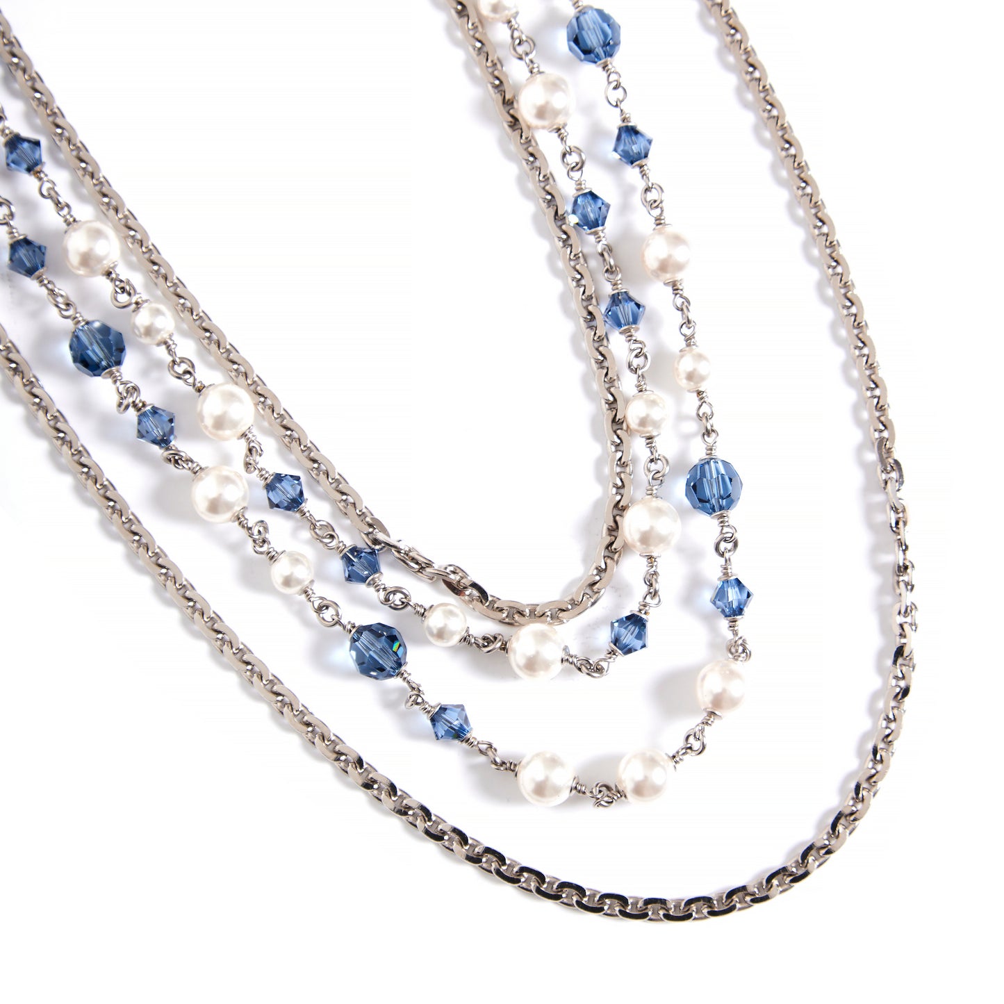 CHANEL Large Blue/White Crystal Necklace
