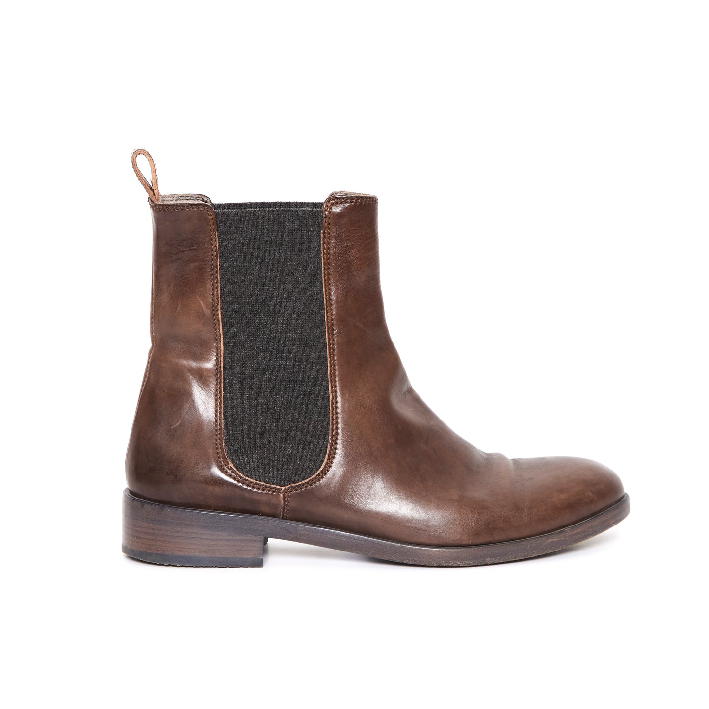 BRUNELLO CUCINELLI Leather Chelsea Boots - Brown Size 39