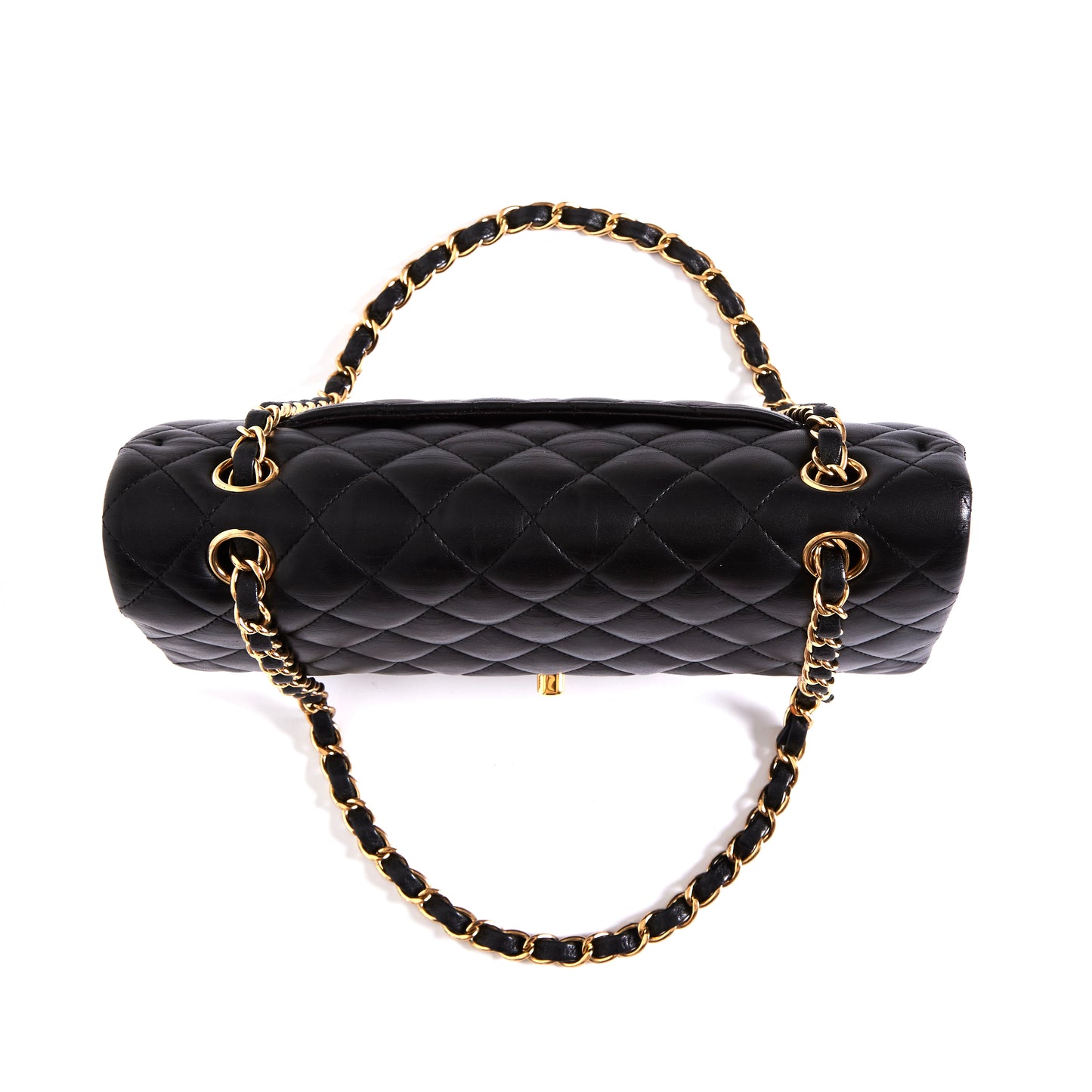 CHANEL Cla ssic Flap Medium Black Lambskin Leather Gold Hardware