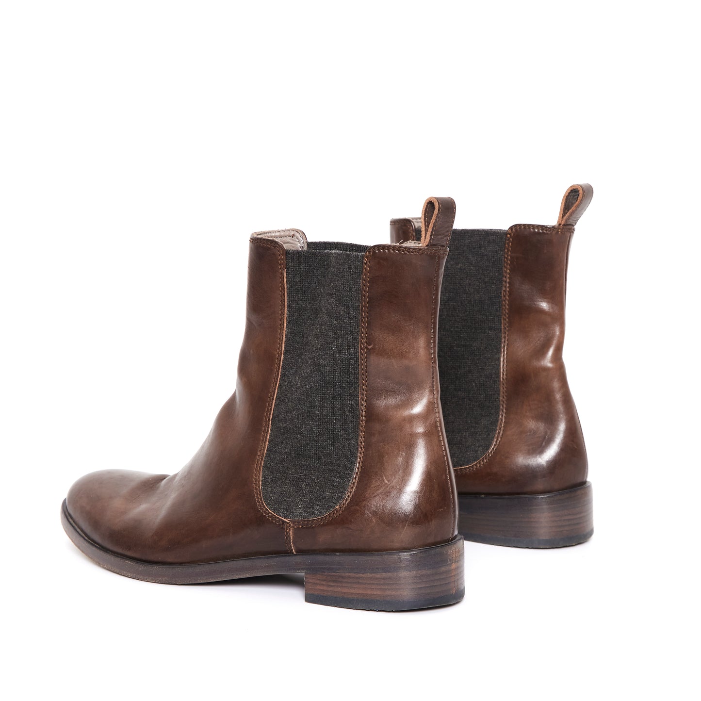 BRUNELLO CUCINELLI Leather Chelsea Boots - Brown Size 39