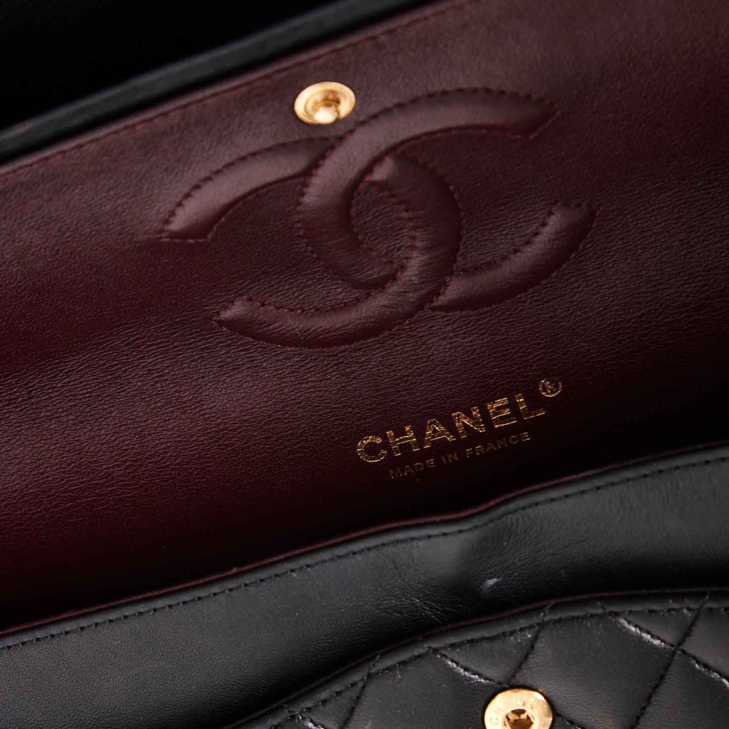 CHANEL Cla ssic Flap Medium Black Lambskin Leather Gold Hardware