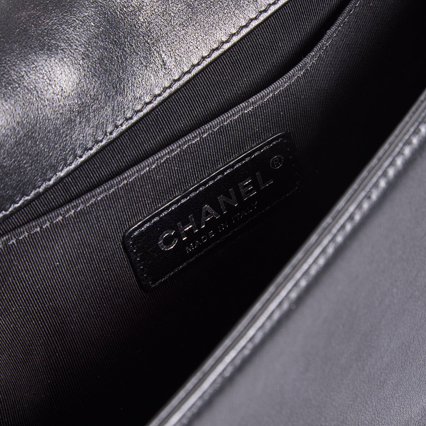 CHANEL Black Lambskin Quilted Old Medium Boy Flap Bag