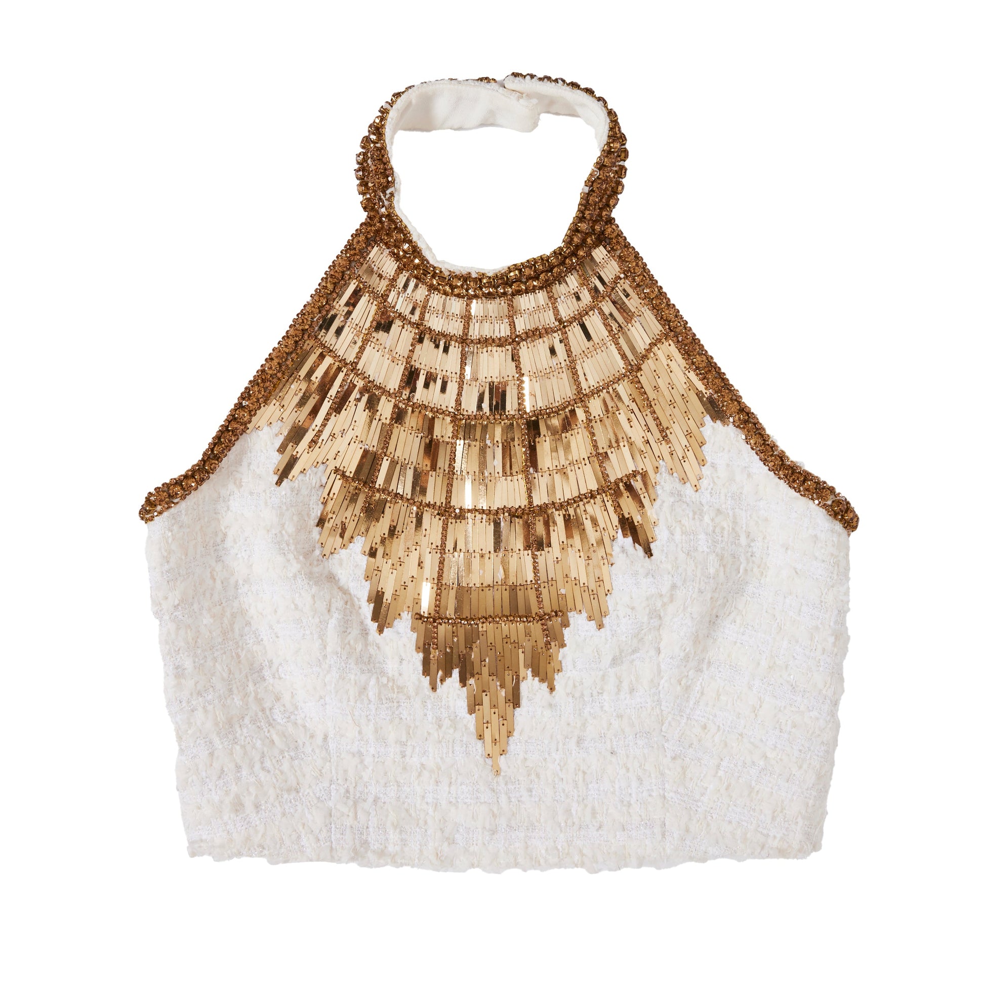 BALMAIN Embellished Halter Top and Mini Skirt Set 38
