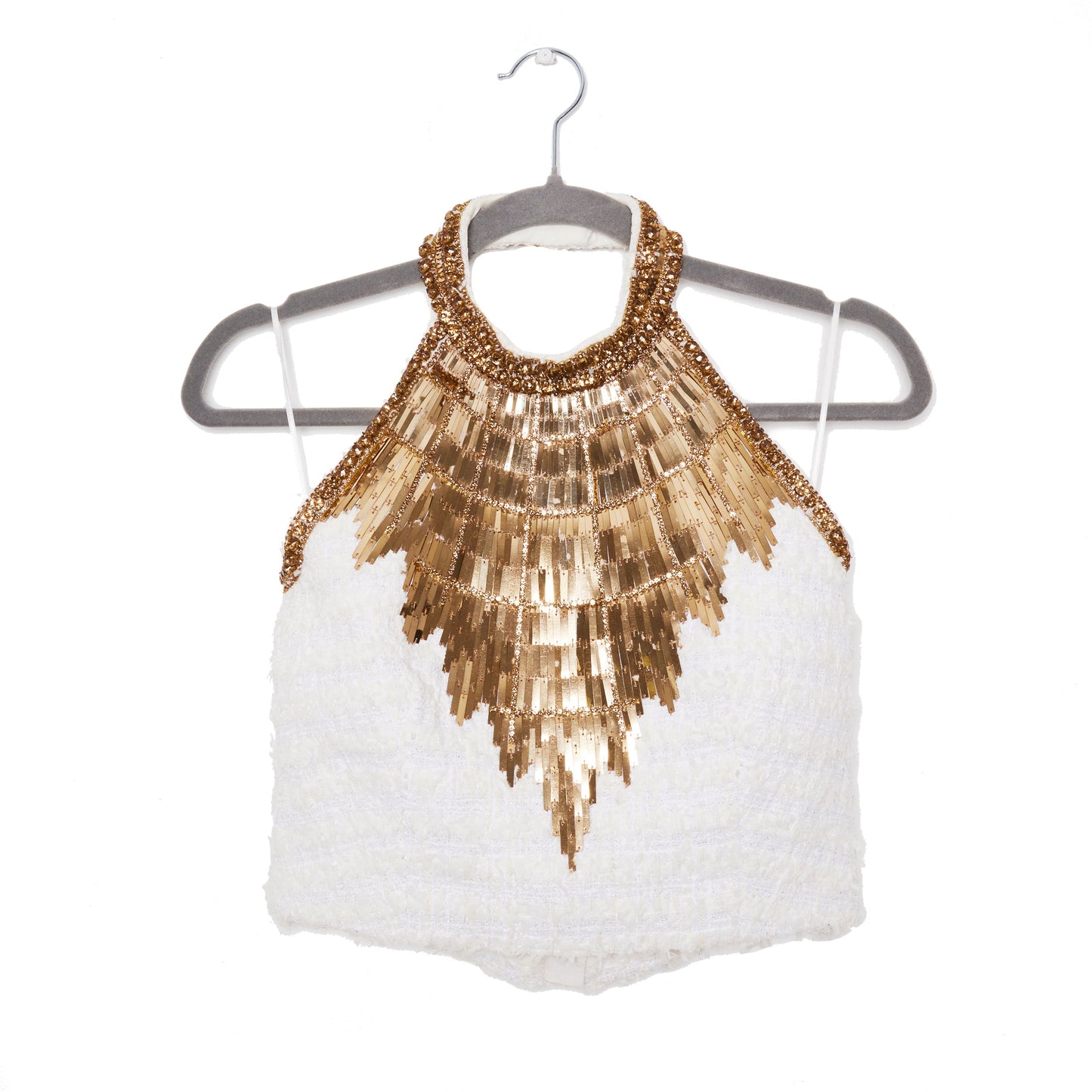 BALMAIN Embellished Halter Top and Mini Skirt Set 38