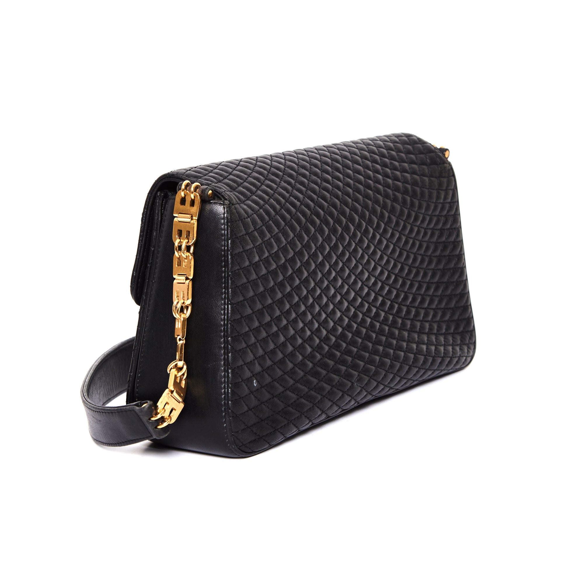 BALLY Vintage Quilted Leather 2way Bag Black
