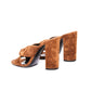 SAINT LAURENT Heeled mules Suede-effect leather Brown 36