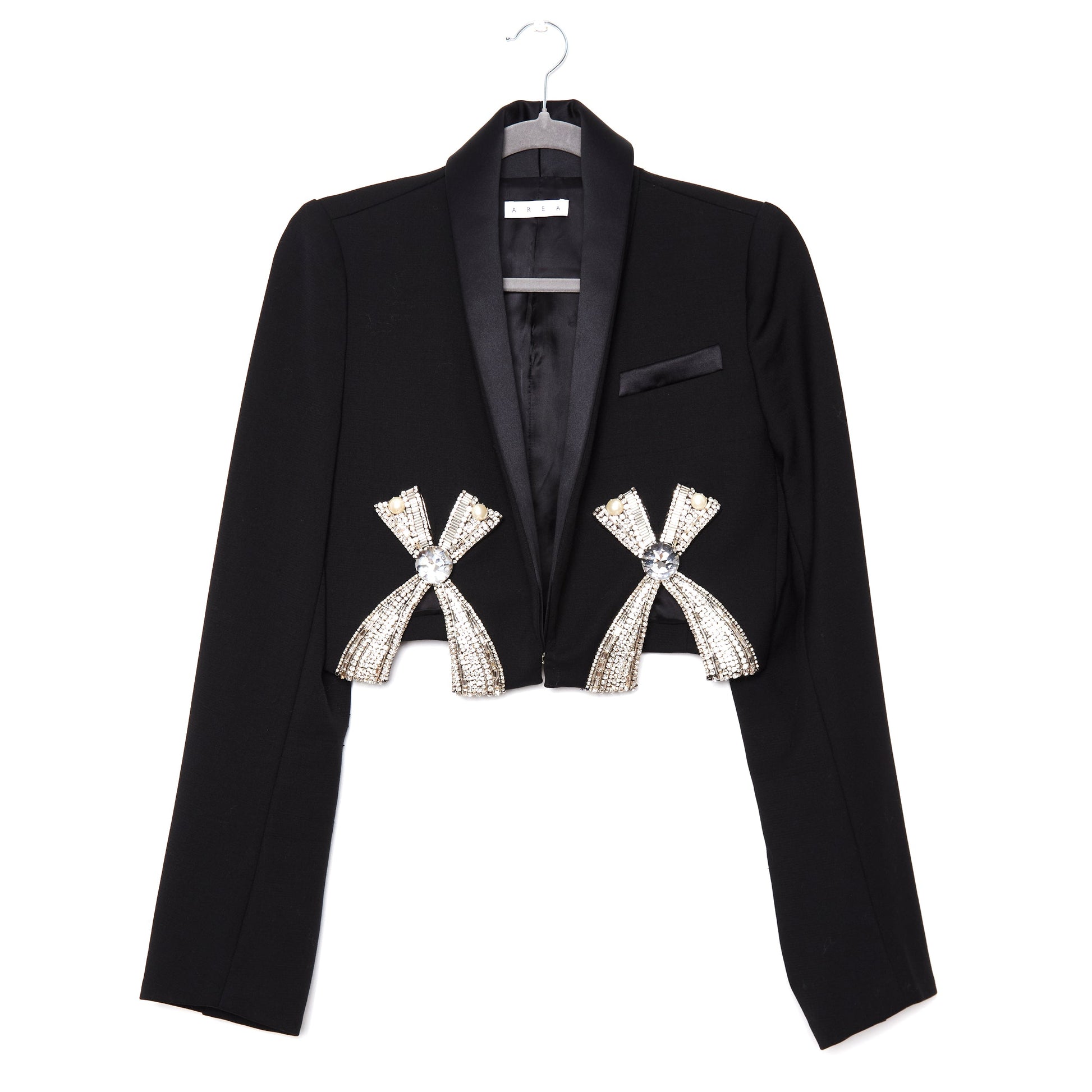 AREA NYC Deco Bow Slit Cropped Blazer 2