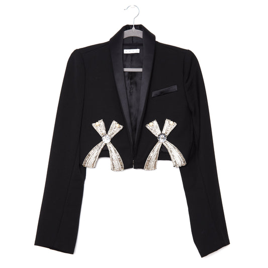 AREA NYC Deco Bow Slit Cropped Blazer 2