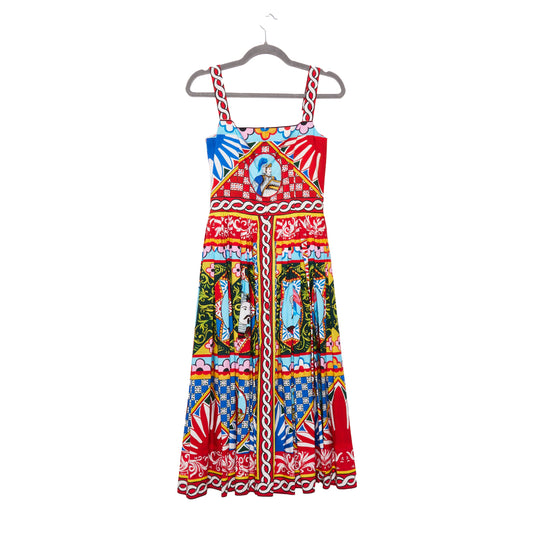 DOLCE & GABBANA Carretto-print flared midi dress 38