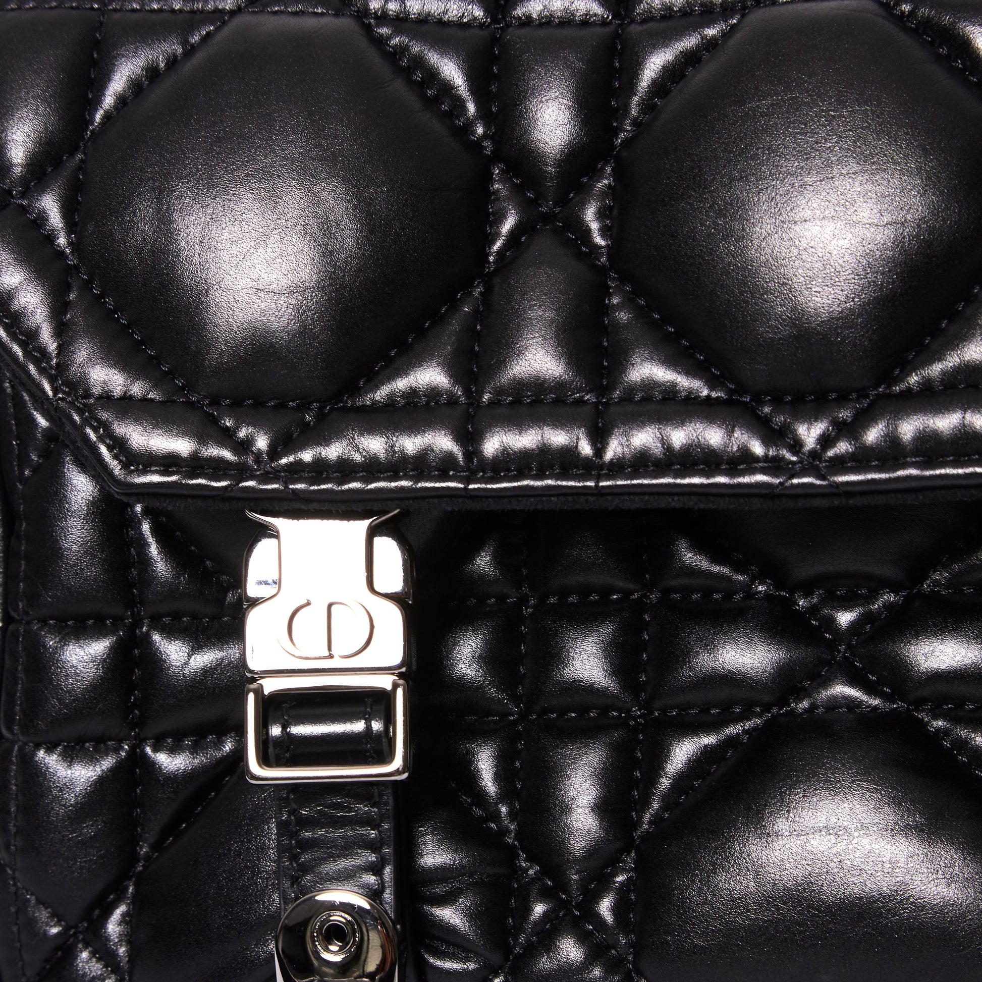 DIOR Diorcamp Quilted Crossbody Bag in Black Macrocannage Calfskin Leather