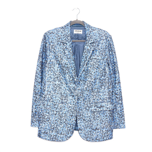 ZADIG & VOLTAIRE Vanille Blue Grey Sequined Sport Coat 8-10