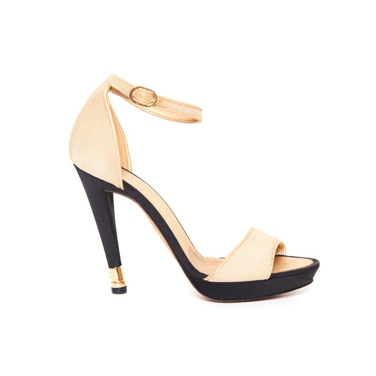 CHANEL Beige Fabric And Leather Ankle Strap Sandals 36.5
