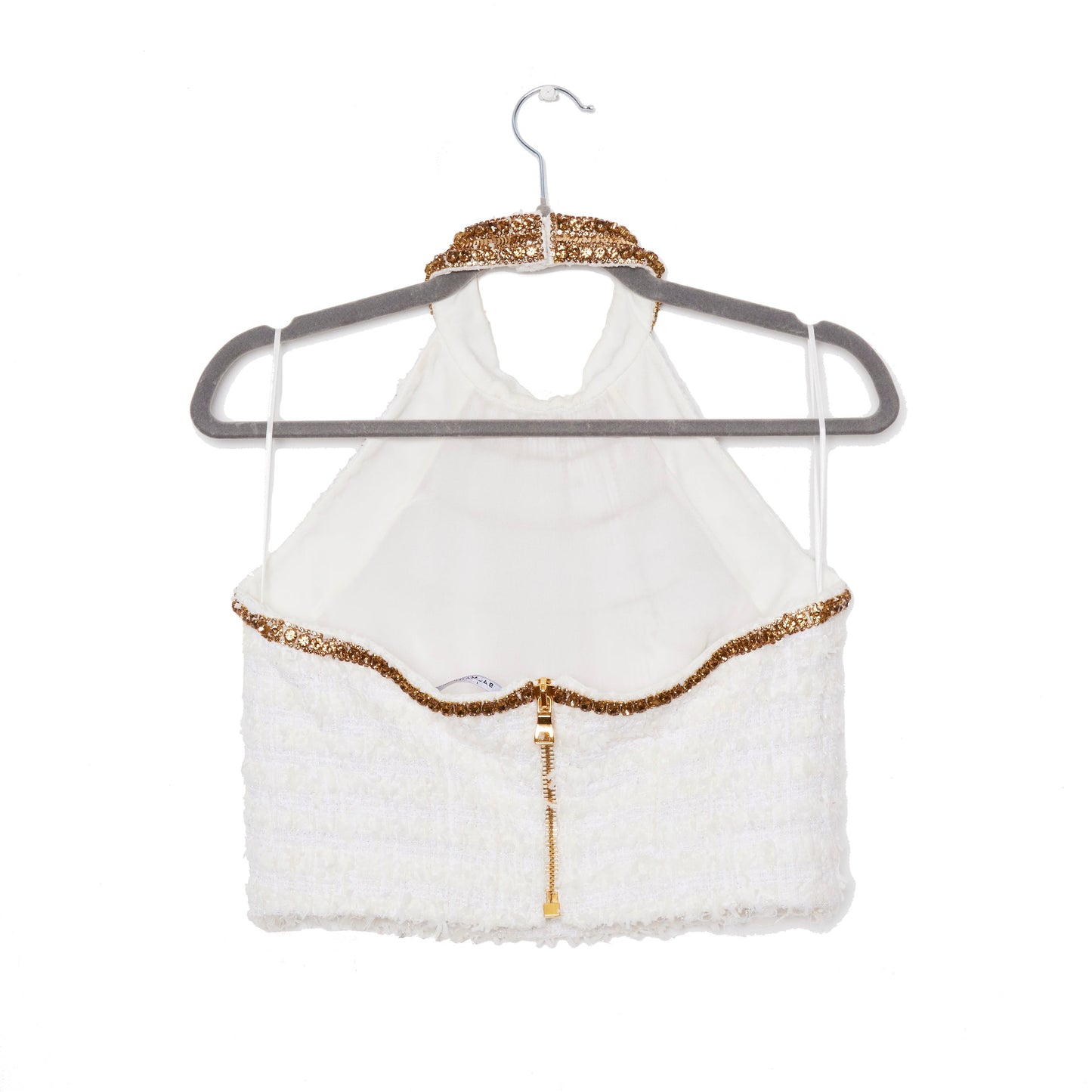 BALMAIN Embellished Halter Top and Mini Skirt Set 38