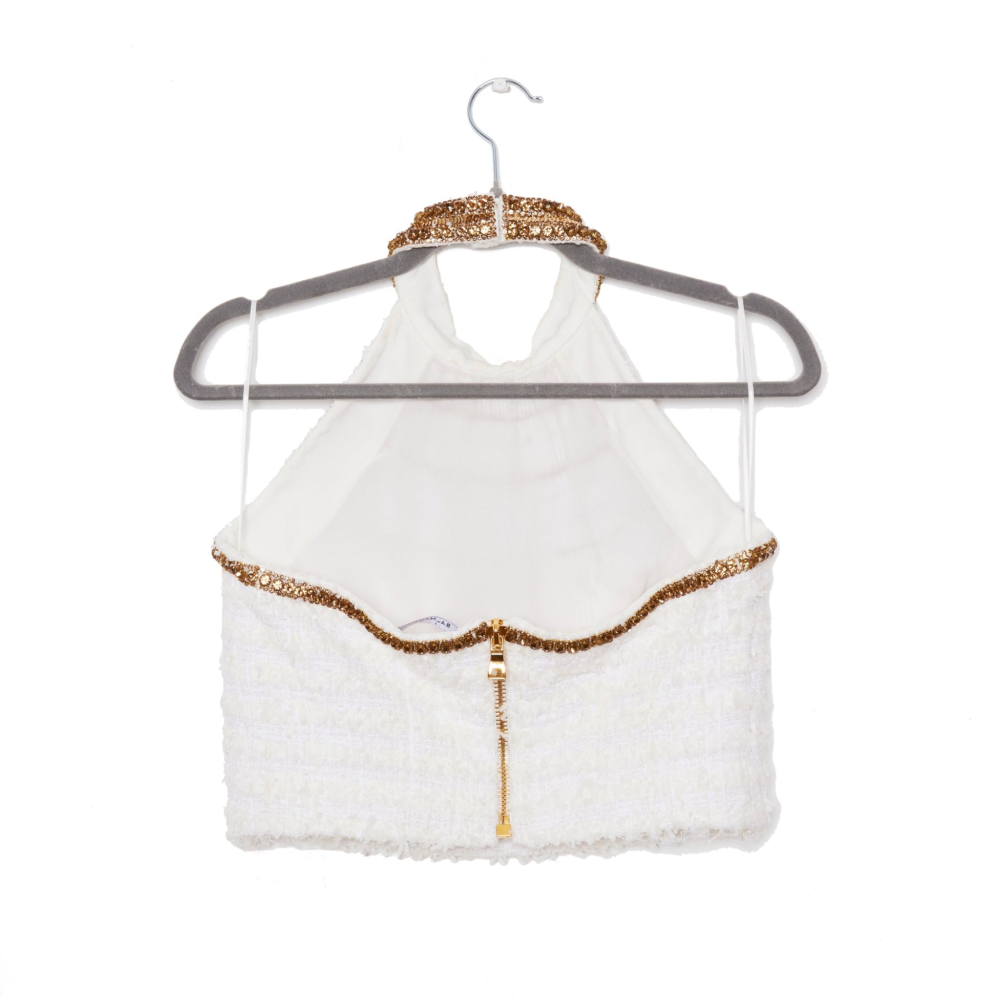 BALMAIN Embellished Halter Top and Mini Skirt Set 38
