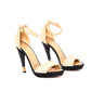 CHANEL Beige Fabric And Leather Ankle Strap Sandals 36.5