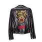 GUCCI Black Embroidered Crystal Tiger Bomber leather Jacket 38