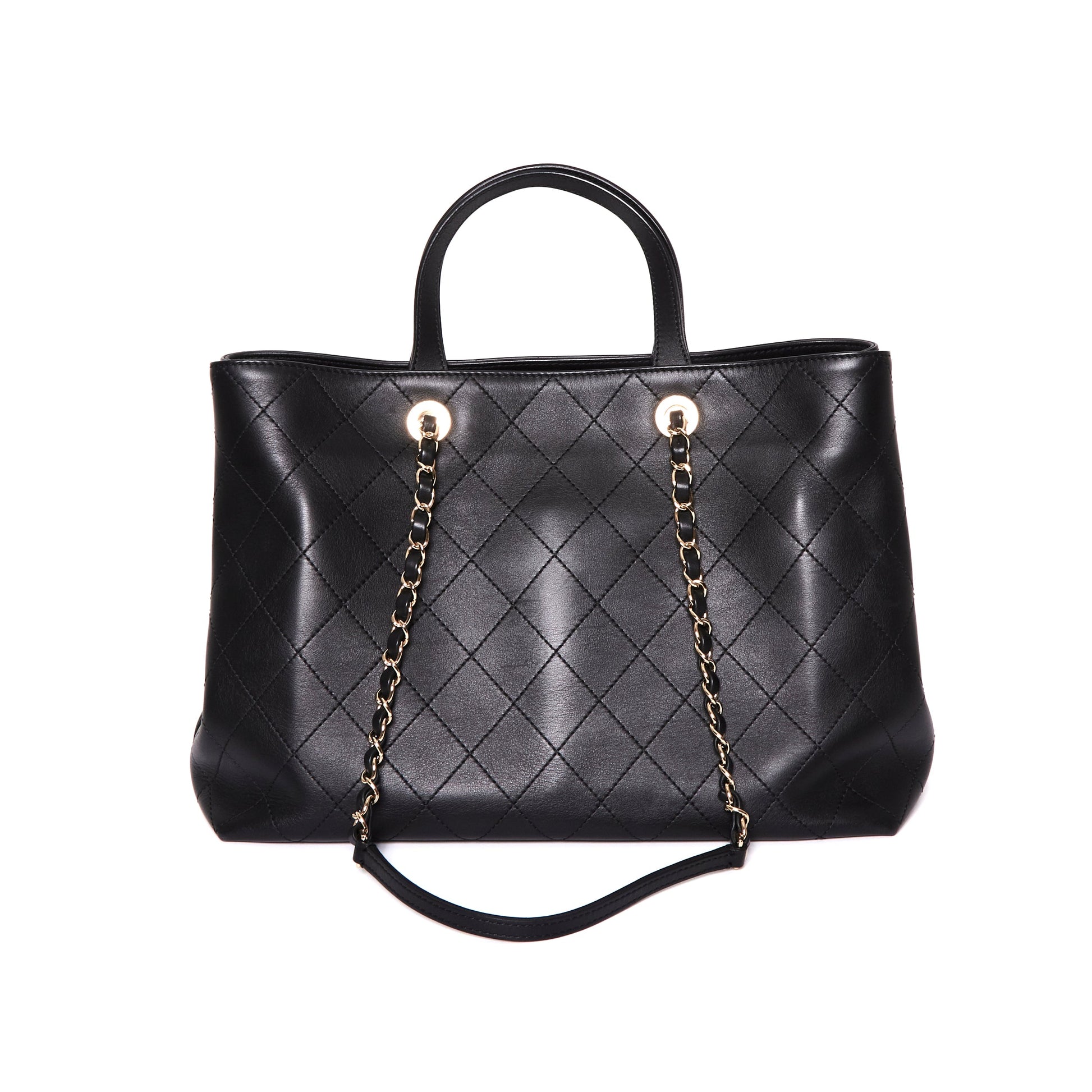 CHANEL Calfskin Large Serial Shopper Tote Black