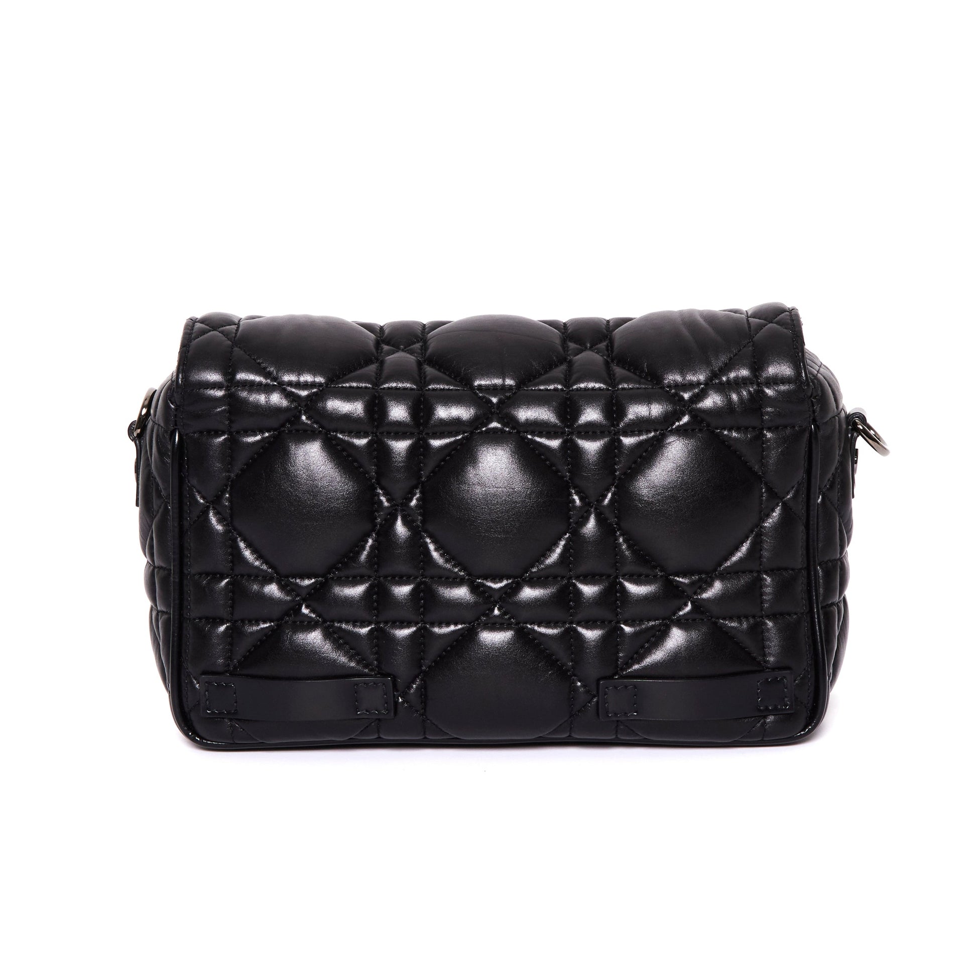DIOR Diorcamp Quilted Crossbody Bag in Black Macrocannage Calfskin Leather